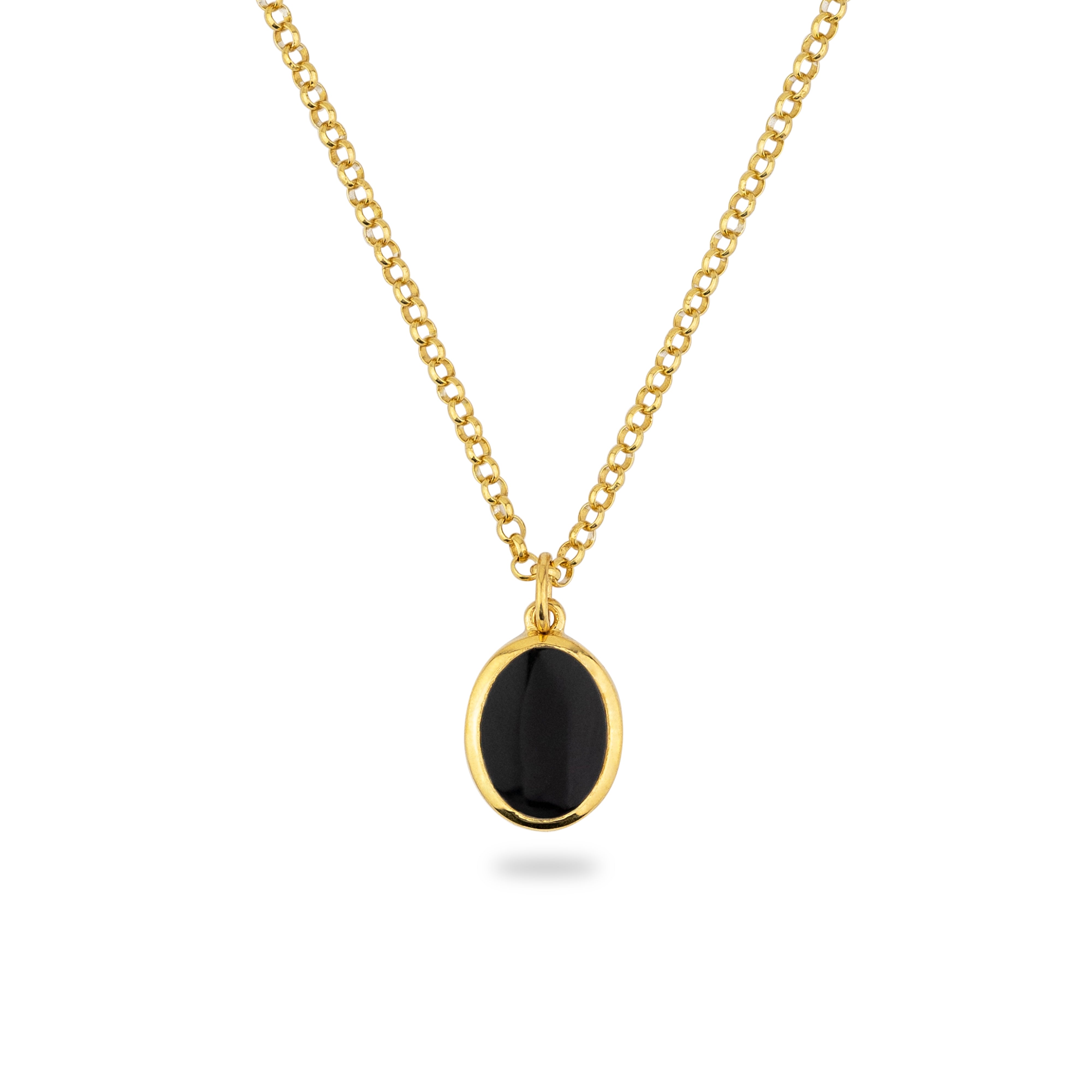 Women’s Gold Jamestown Black Onyx Oval Stone Necklace & Pendant Phira London