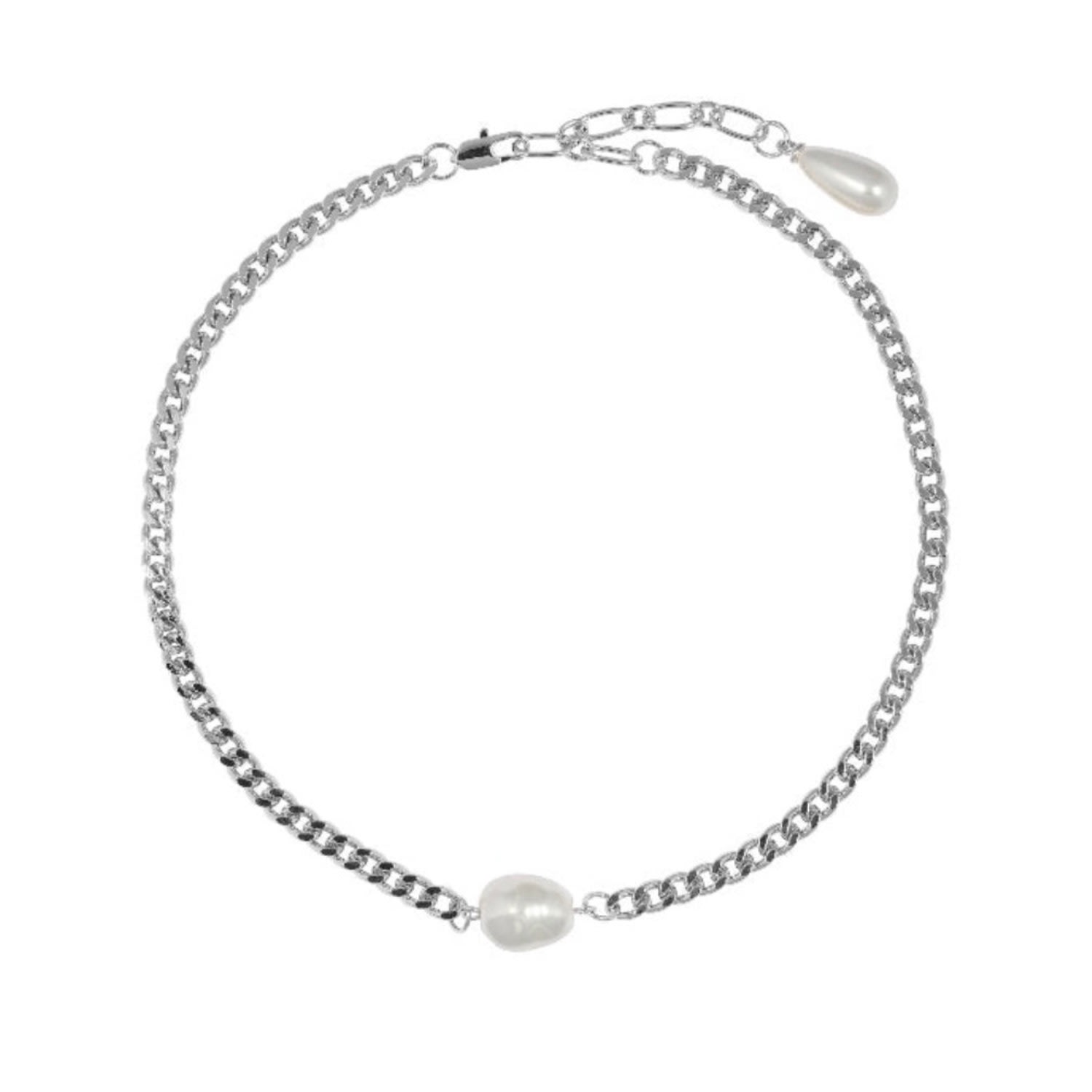 Women’s Annie Apple Cleo Sterling Silver Pearl Pendant Chain Necklace Bermuda Watch Company