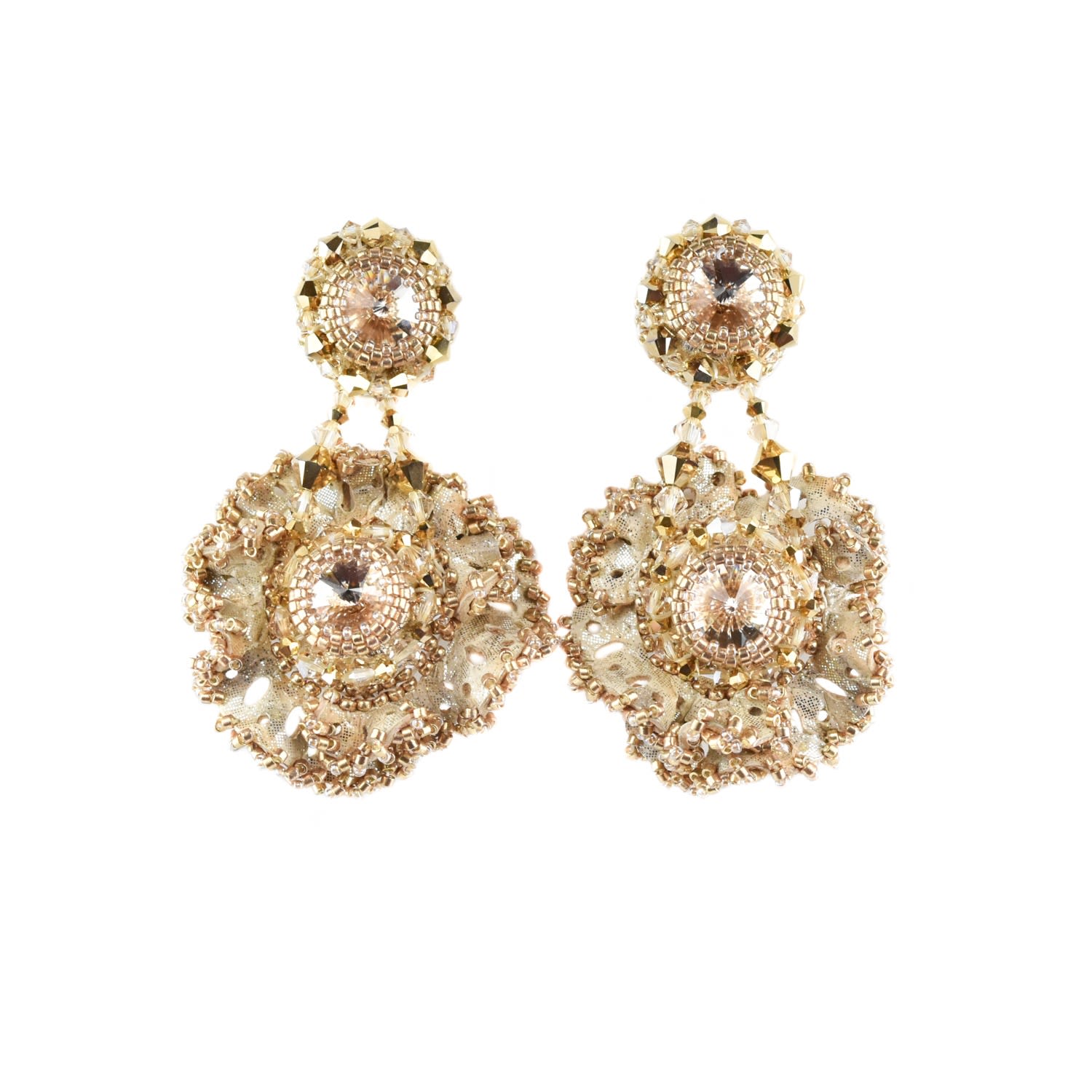 Women’s Zahra Medium Flower Gold Statement Earrings Elevée Jewels