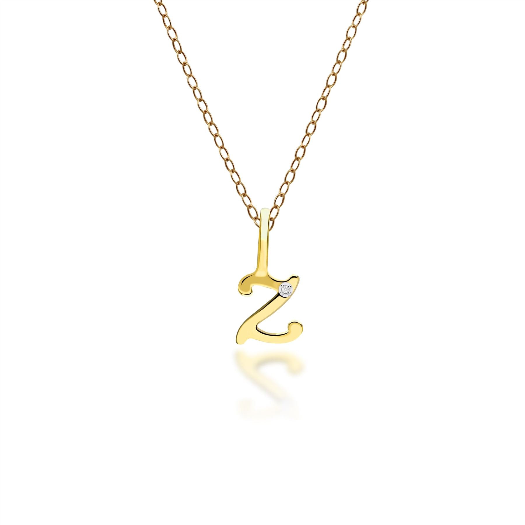 Women’s Alphabet Letter Z Diamond Pendant In Yellow Gold Gemondo
