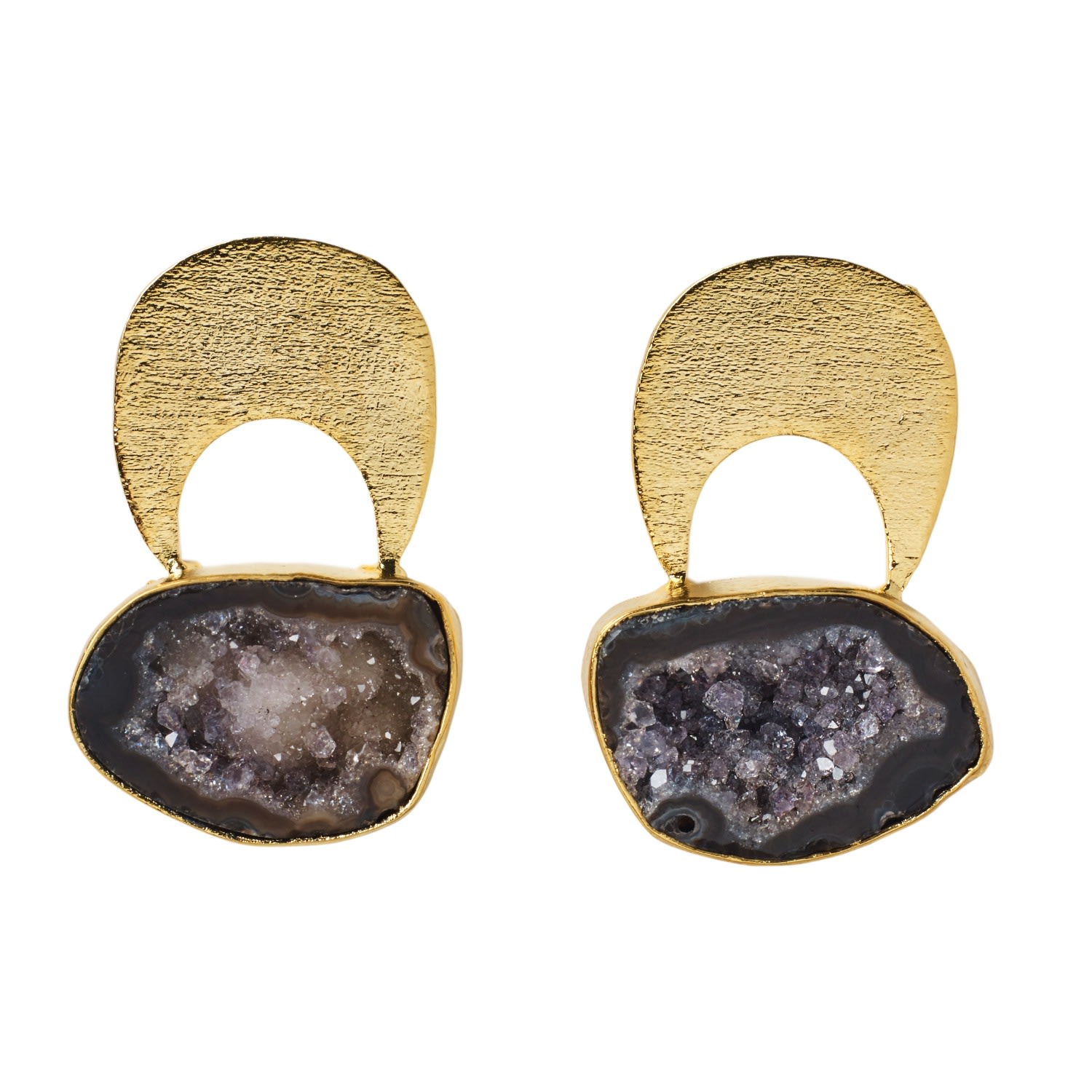 Women’s Gold / Black / Grey Quietly Confident Black Grey Agate Crystal Earrings Yaa Yaa London