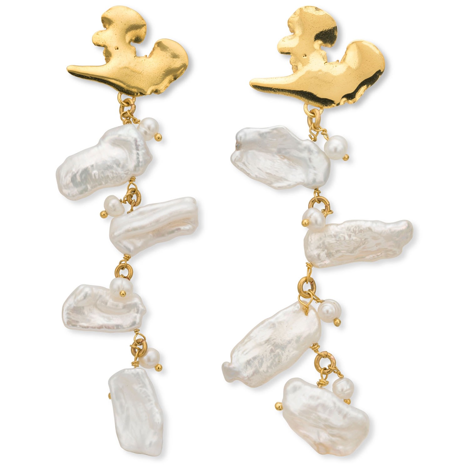 Women’s Gold Euphoria Keshi Pearl Earrings Eva Remenyi