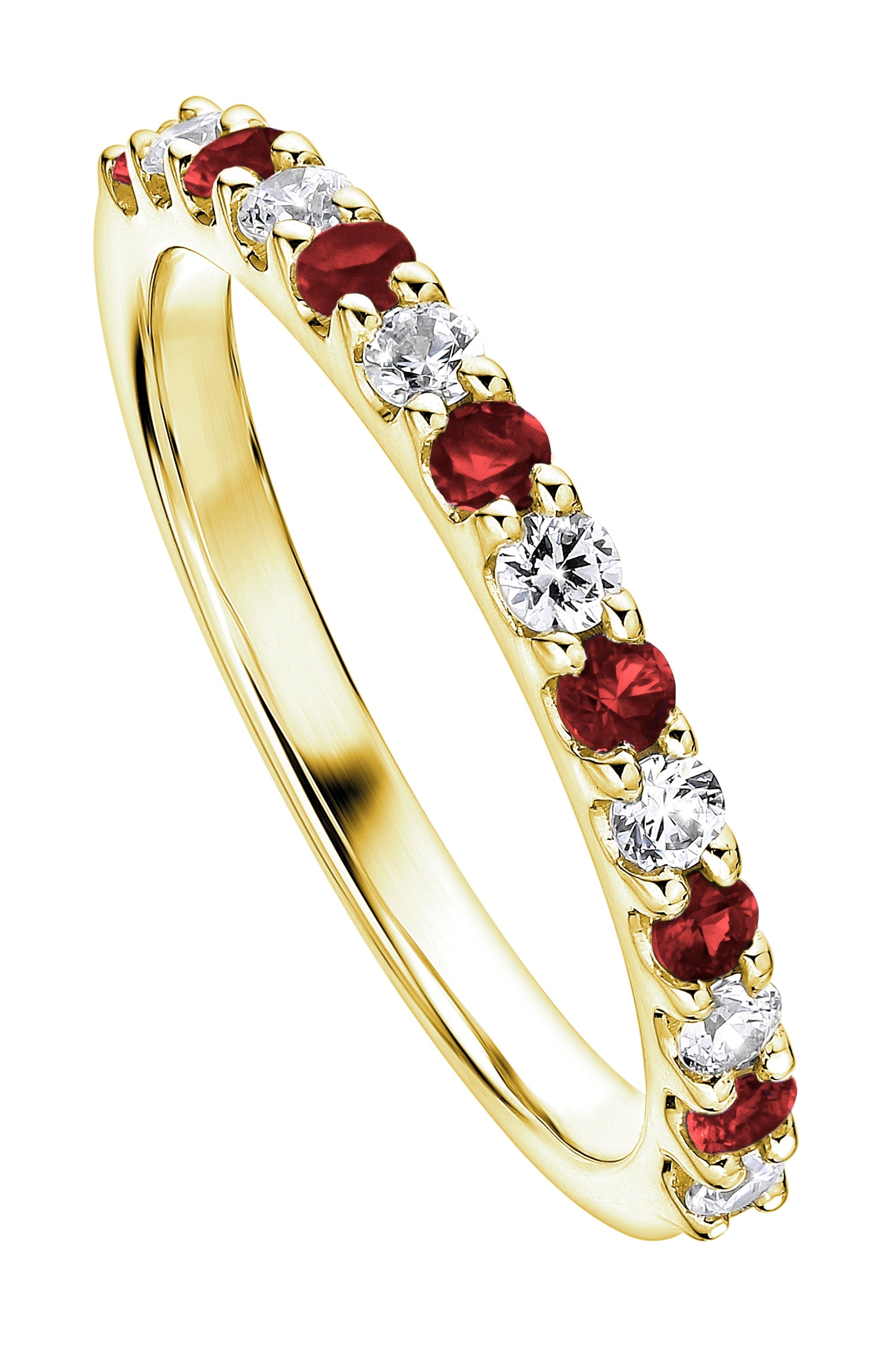 Women’s Gold / Red Odette Yellow Gold Lab Grown Diamond & Created Ruby Eternity Ring Created Brilliance