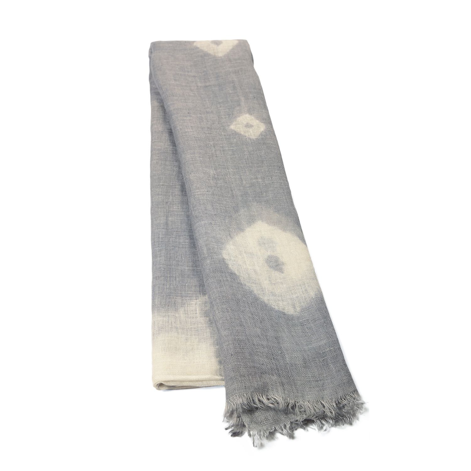 Women’s Grey / Neutrals Handmade Light Grey Tie-Dye Linen Scarf Heritagemoda