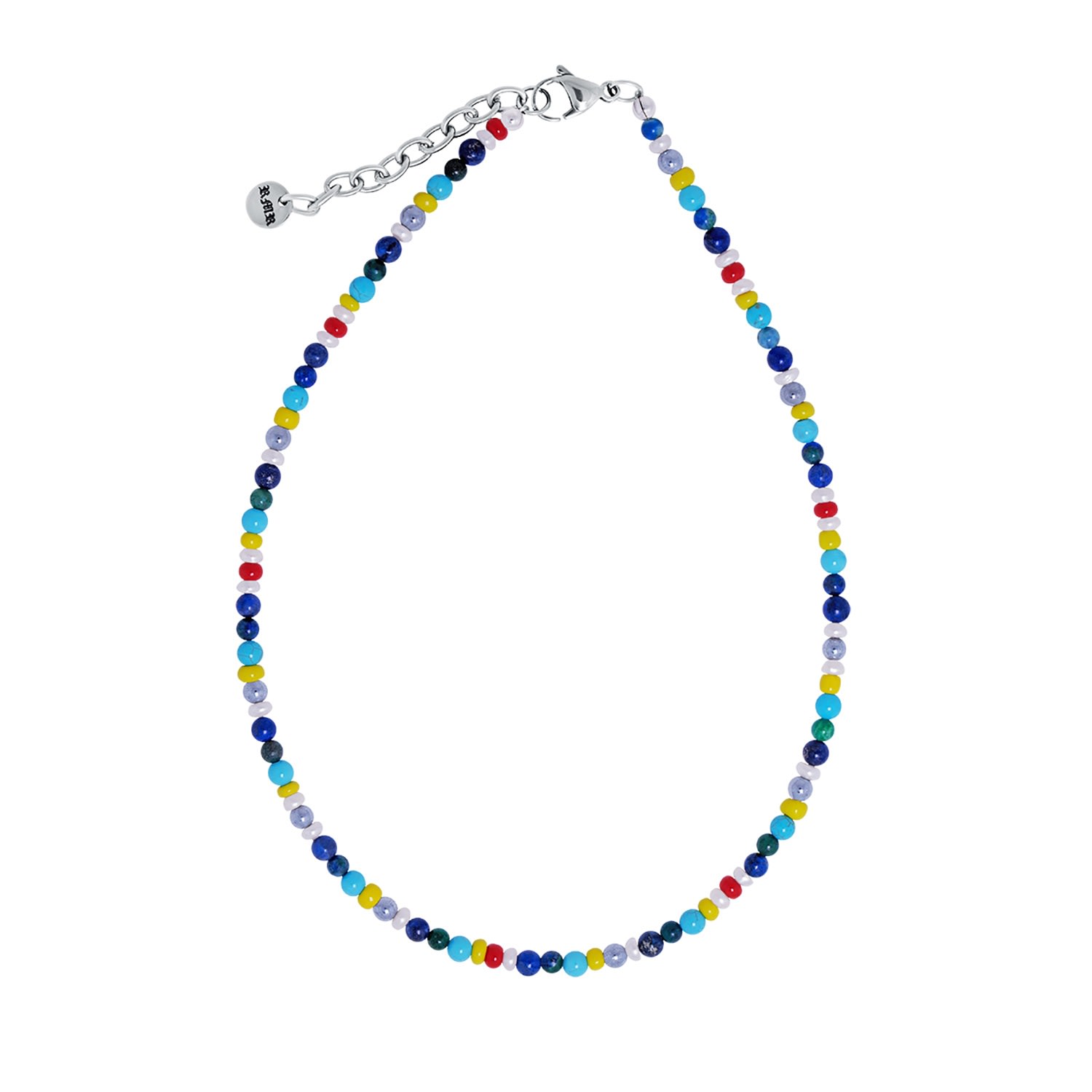 Men’s Silver / Blue / White The Clara Bead Necklace Rimor