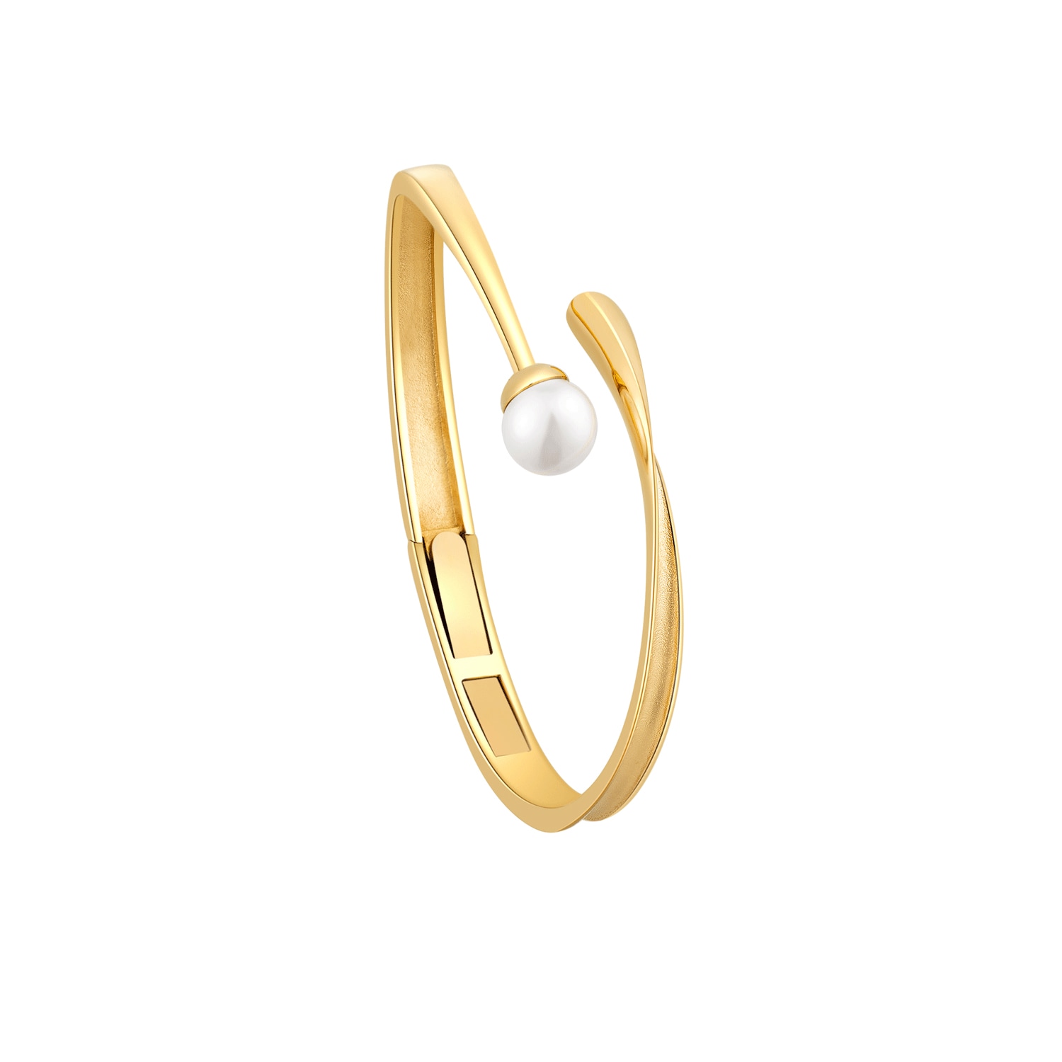 Women’s Gold Urban Chic Undulation Pearl Bangle Me30