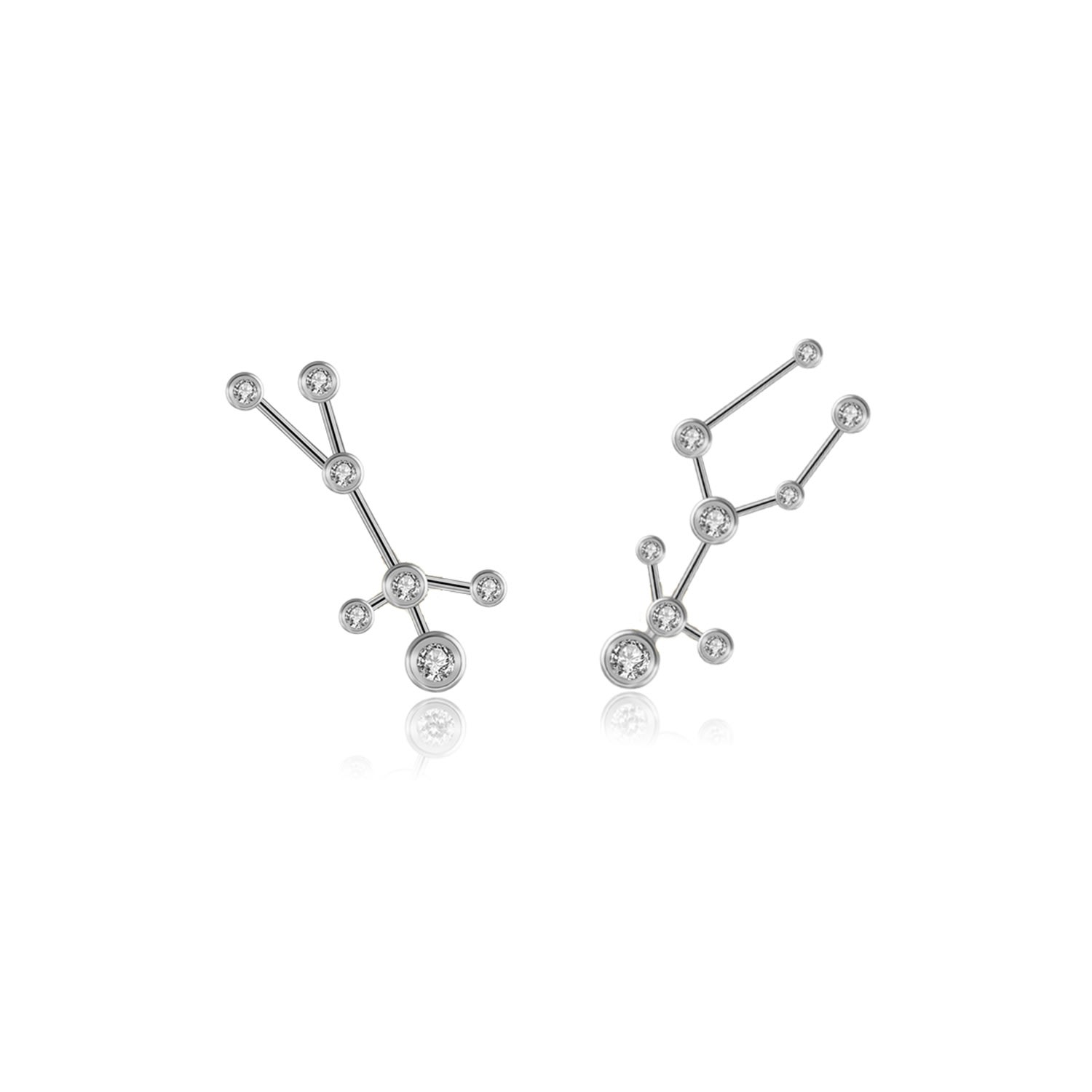 Women’s Gemini Zodiac Constellation Earing 18K White Gold & Diamond Genevieve Collection