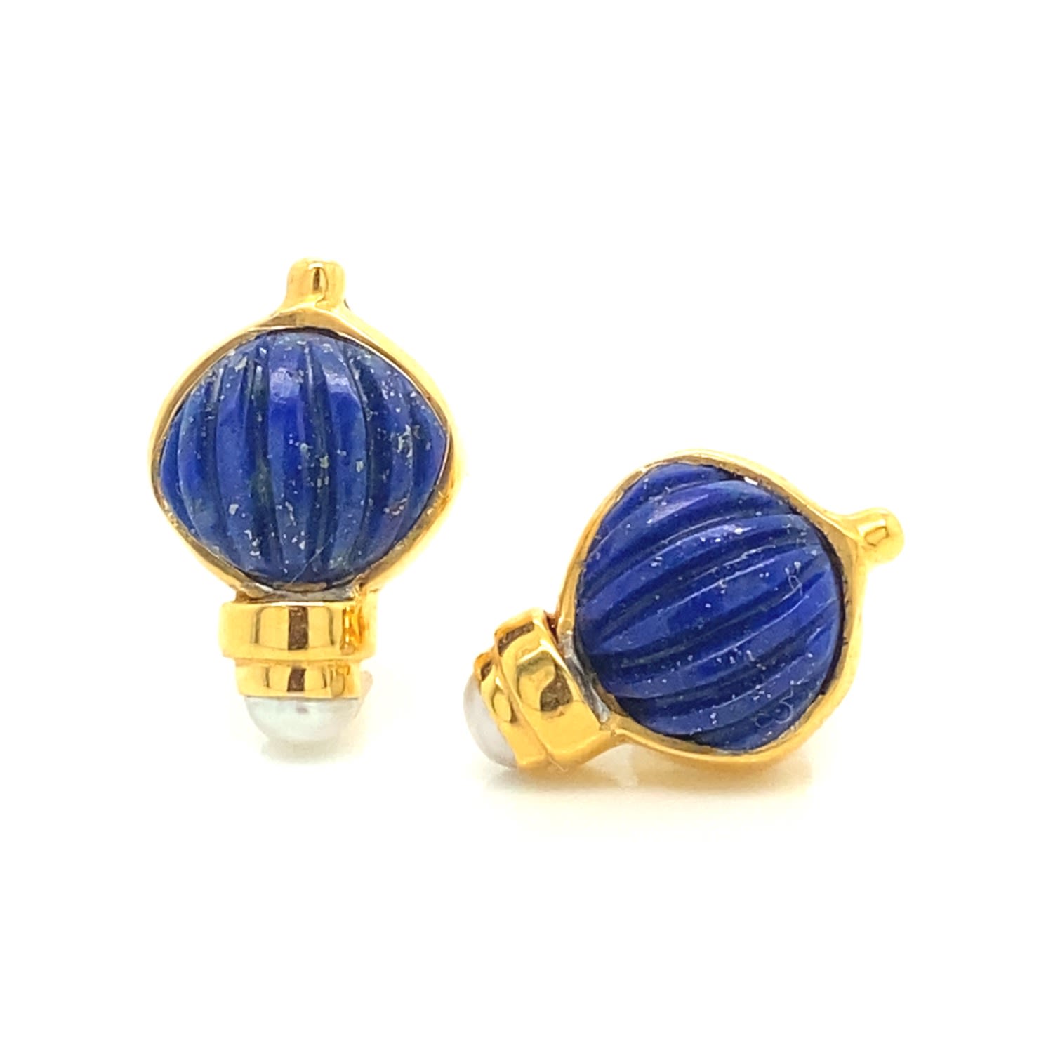 Women’s Blue Lapis Pearl Stud Gem Bazaar Jewellery