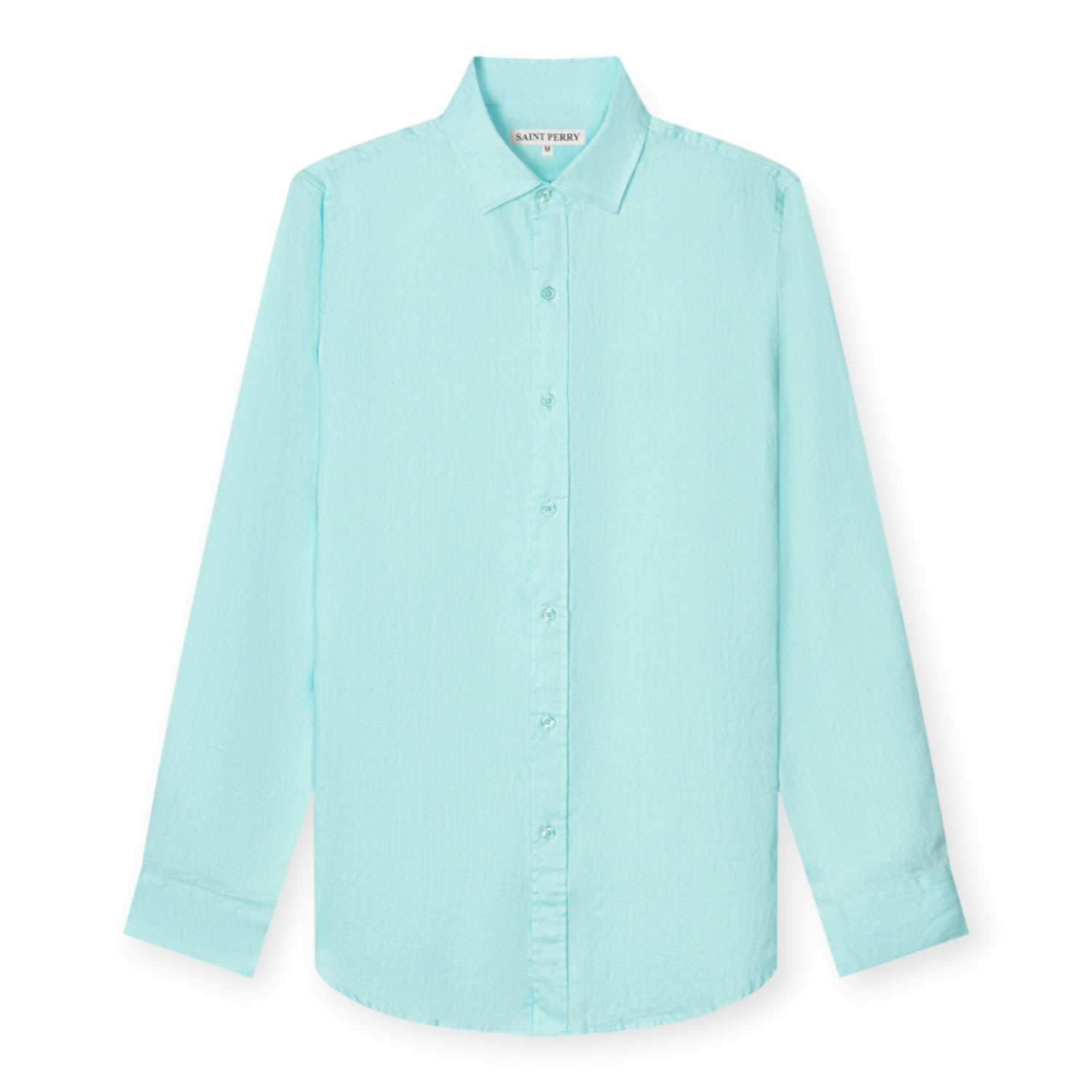 Men’s Slim Fit Lightweight Linen Shirt - Sky Blue Small Saint Perry