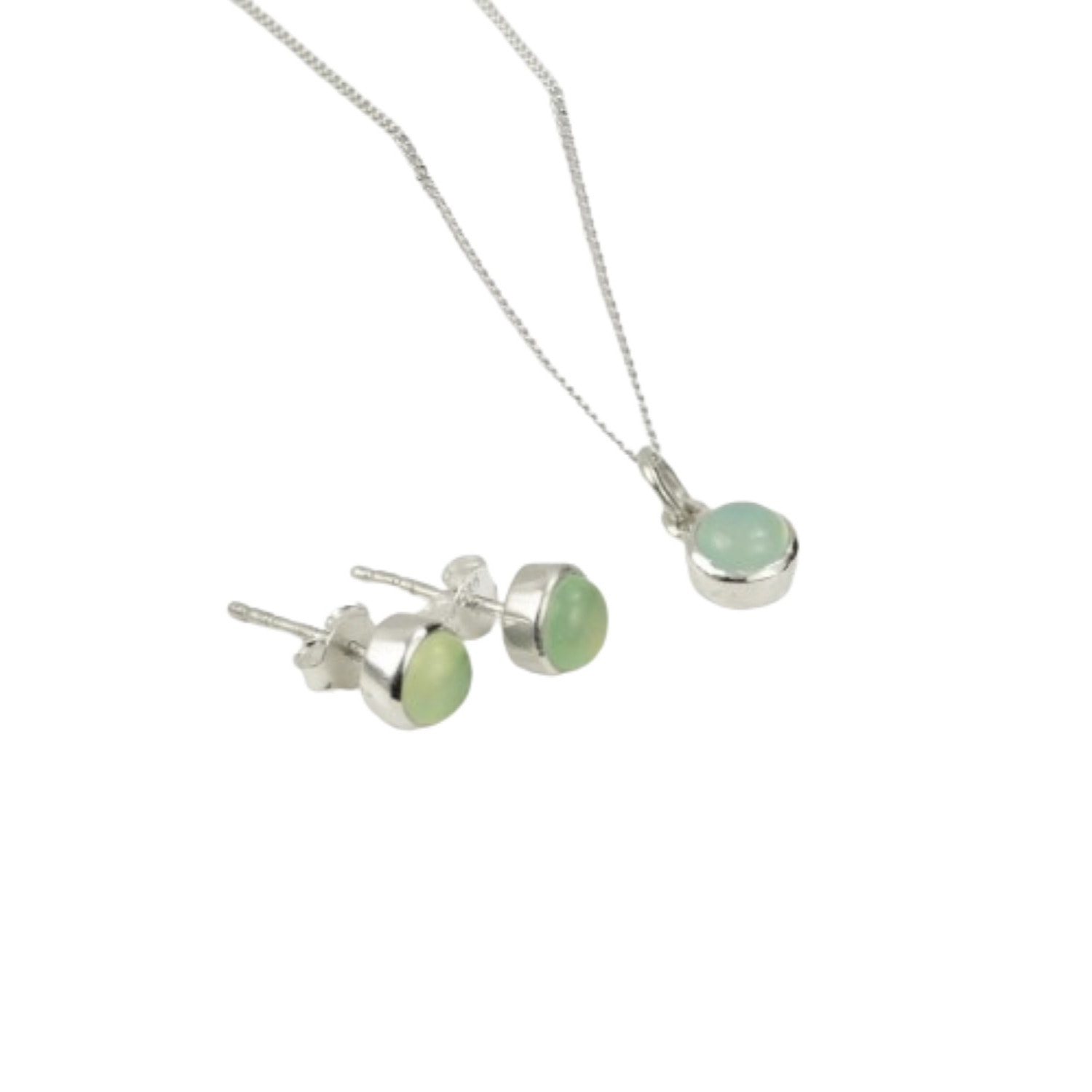 Women’s Blue / Silver March Birthstone Jewellery Set In Sterling Silver -Aqua Chalcedony The Jewellery Store London