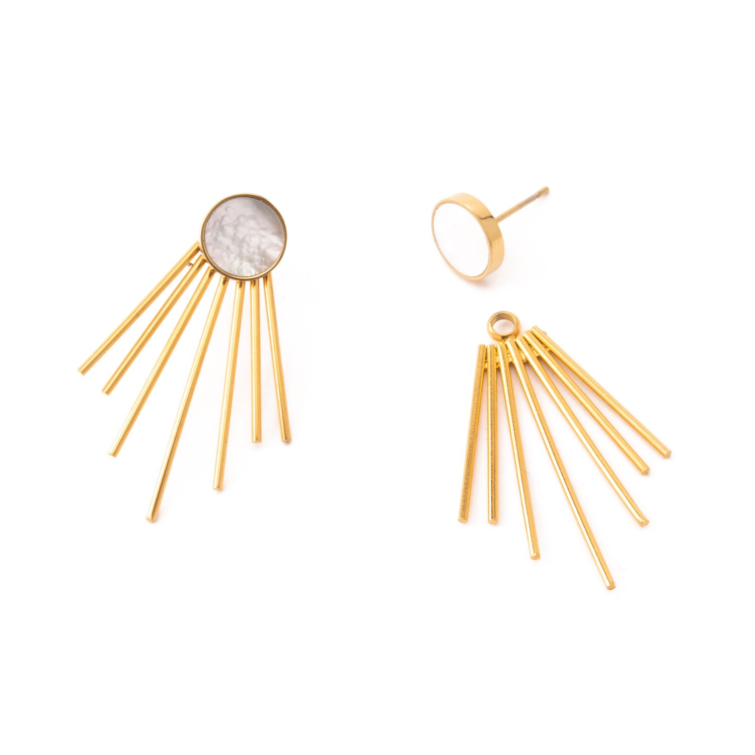 Women’s Gold / White Caroline Mother Of Pearl Stud & Fringe Earrings Starfish Project