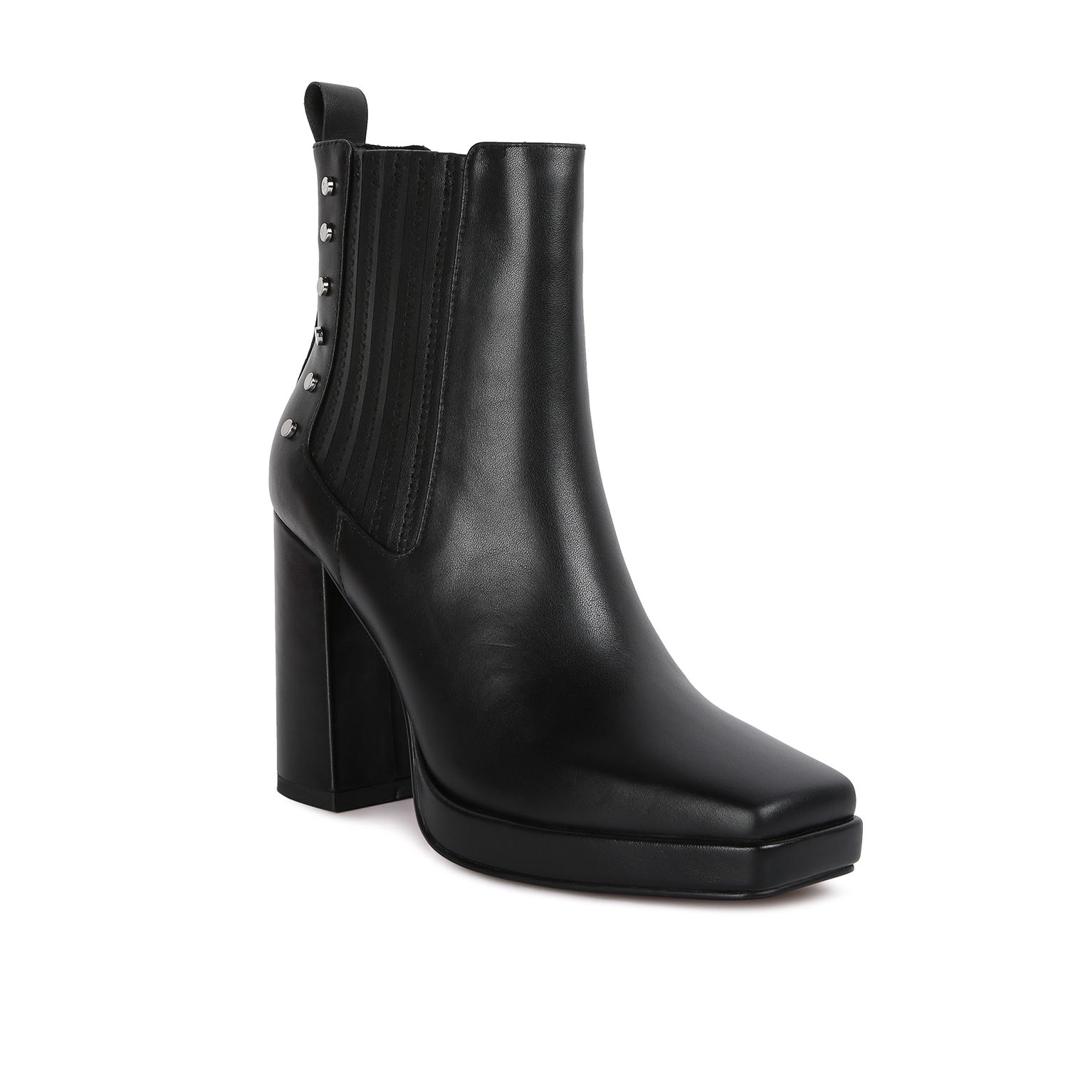 Women’s Grape-Vine High Heeled Leather Boot In Black 3 Uk Rag & Co.