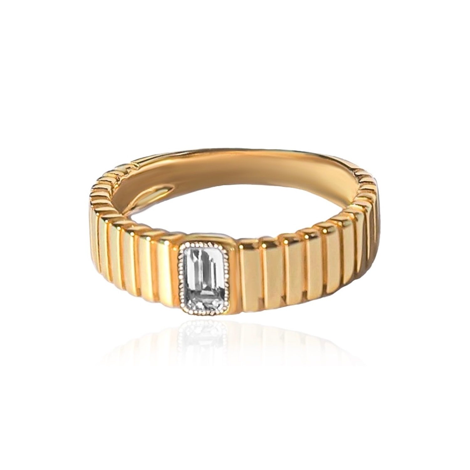Women’s Venus White Topaz & Gold Vermeil Ribbed Ring Midori Jewelry Co.