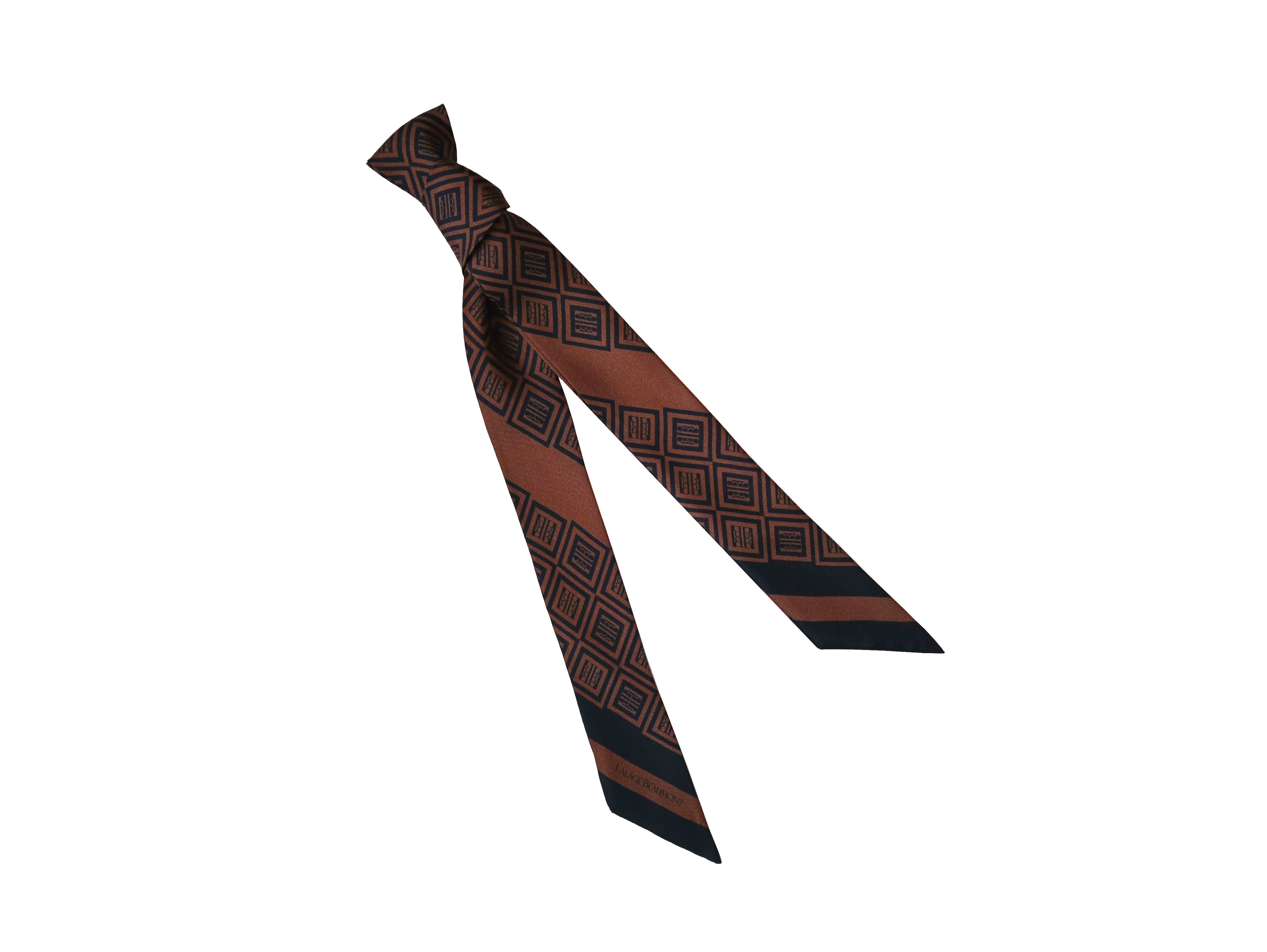 Women’s Black / Brown Banderole - Silk Ribbon Scarf - Logo Print Tan/Black Lalage Beaumont