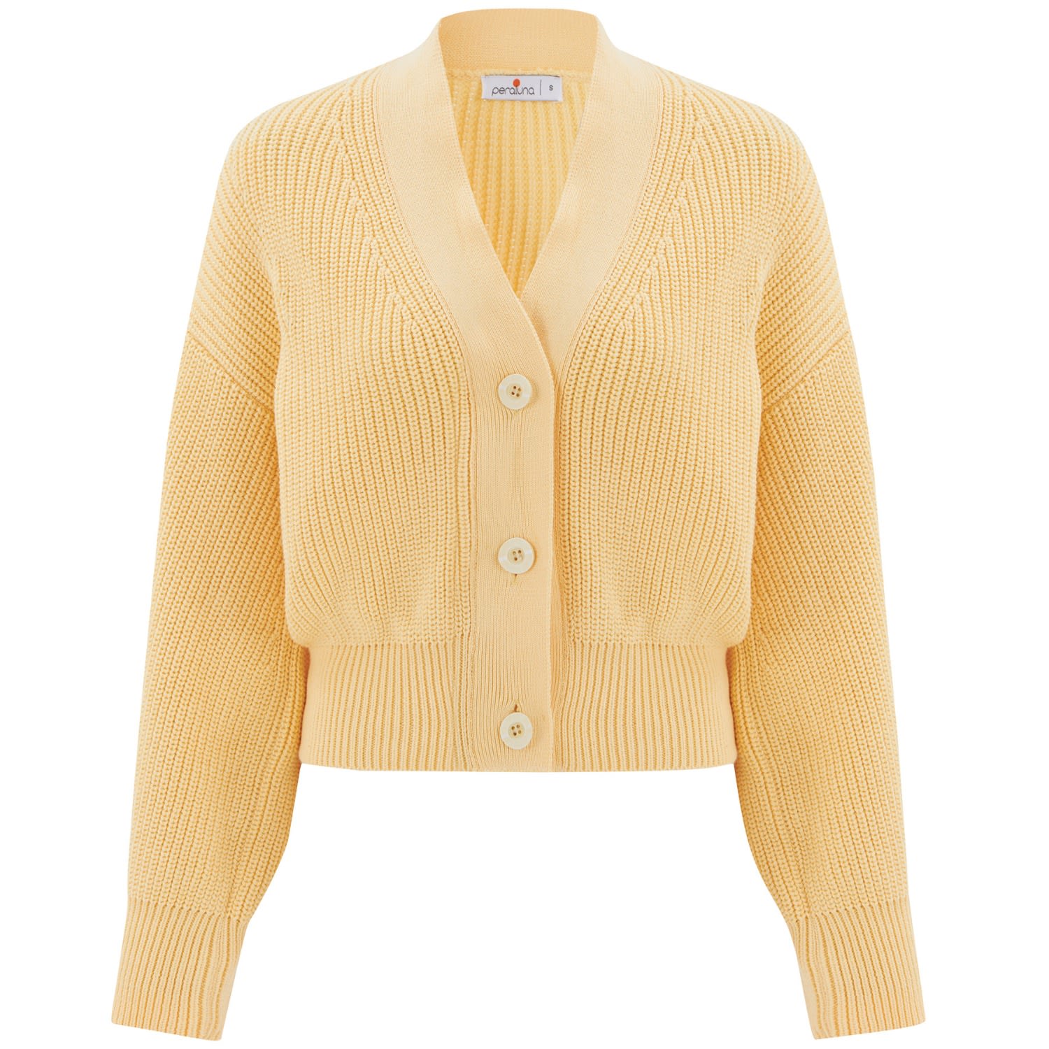 Women’s Yellow / Orange Thessaloniki Knit V-Neck Crop Cardigan - Yellow Extra Large Peraluna