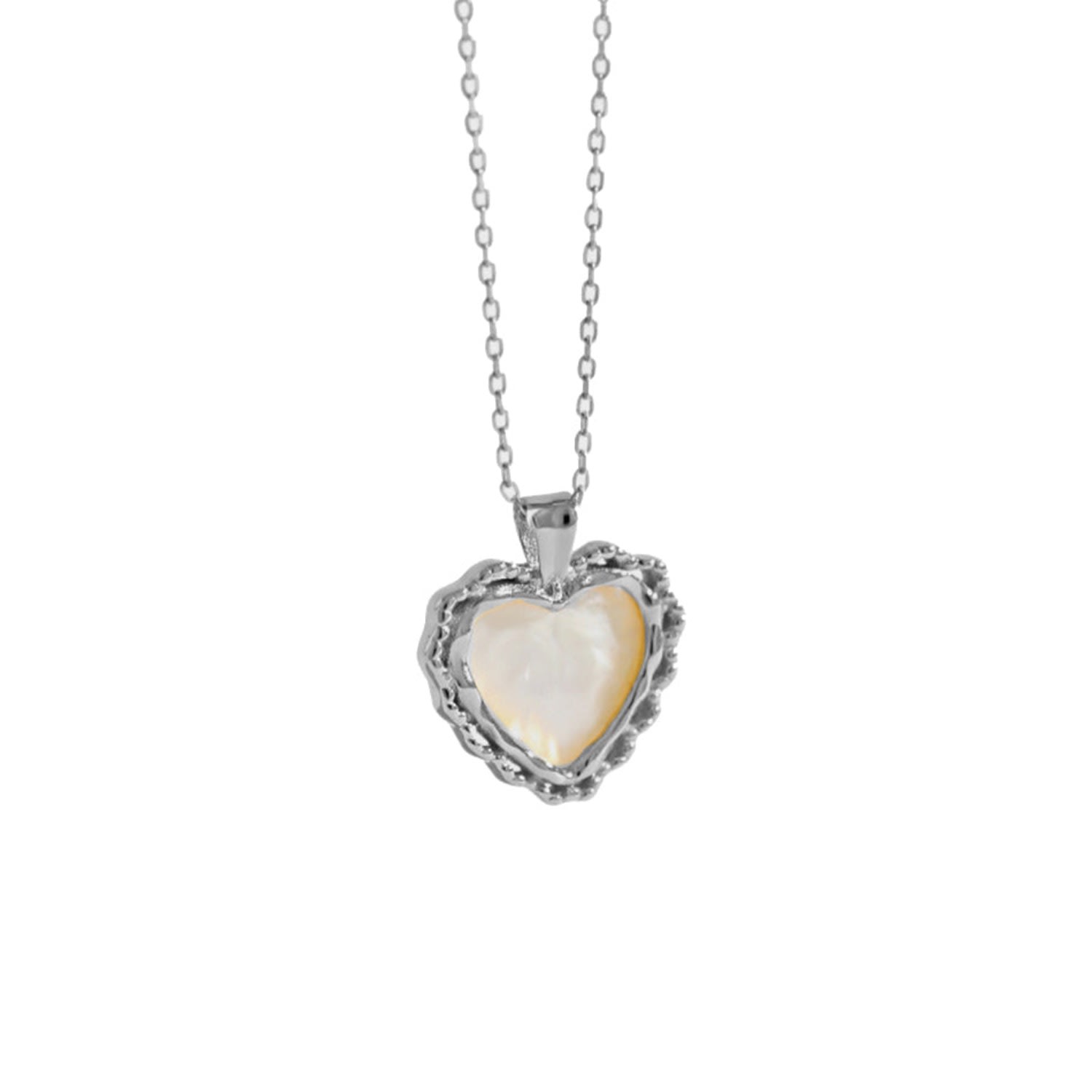 Women’s Annie Apple Eloise Sterling Silver Pearl Heart Pendant Necklace Bermuda Watch Company