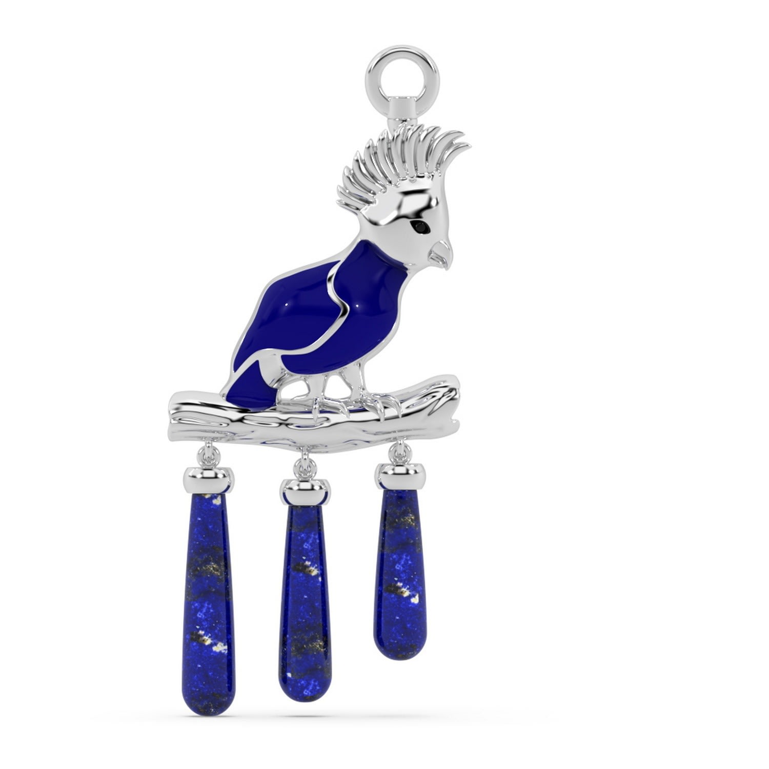 Women’s Silver The Blue Cockatoo Charm - Bird Charm Oni Fine Jewelry