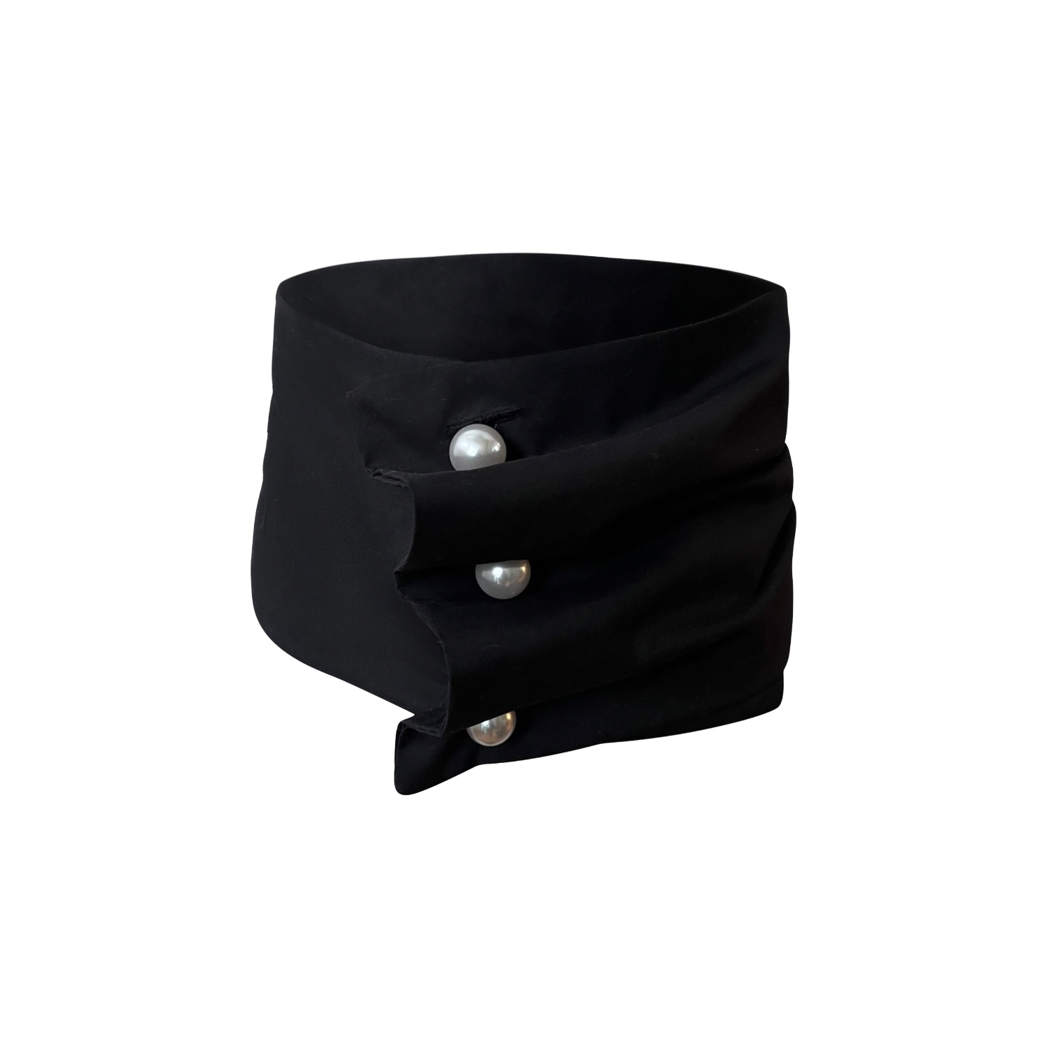 Women’s Black Wide Asymmetrical Belt With Pearl Buttons 28" London Atelier Byproduct