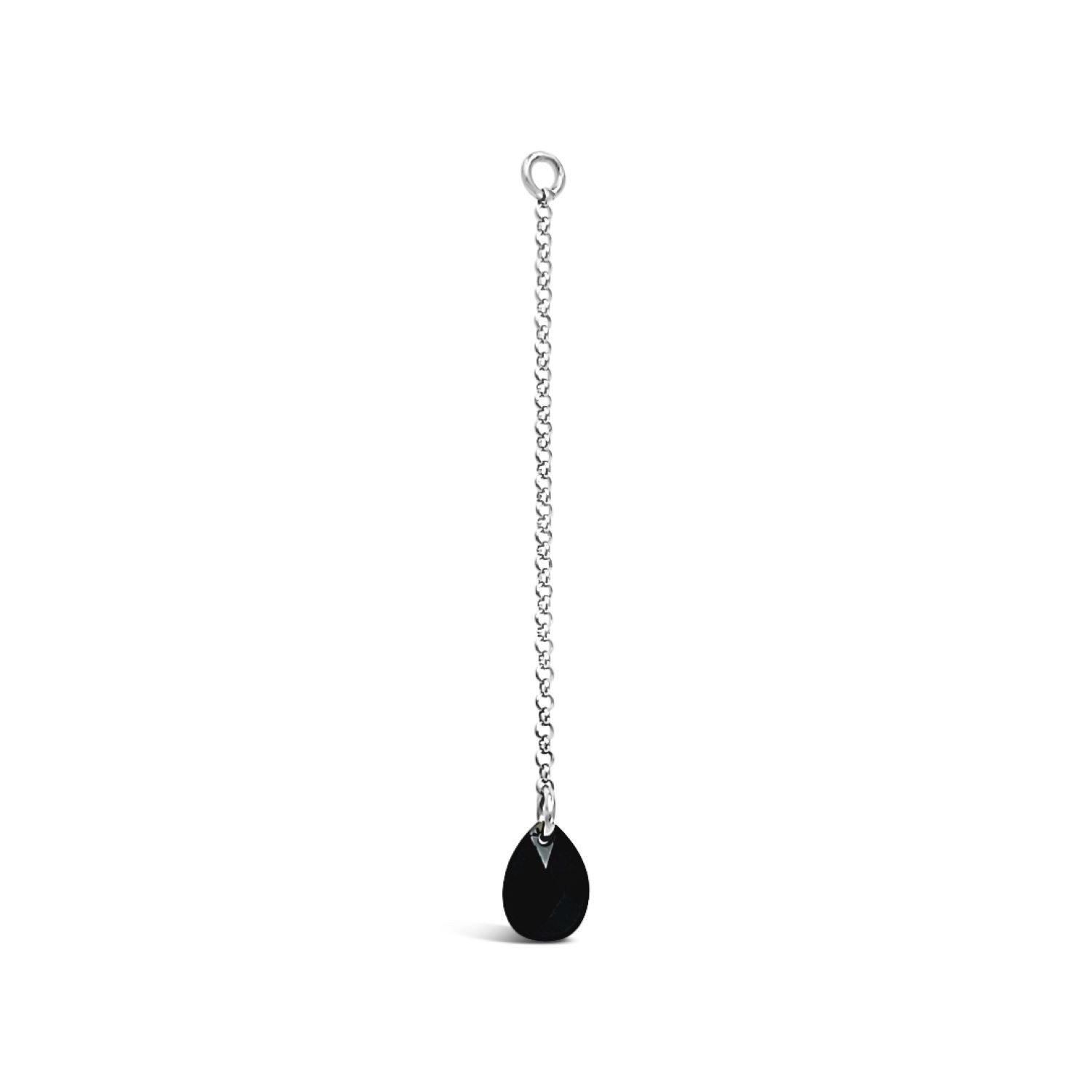 Women’s Silver Single Black Briolette Cz Drop Earring Lutiro