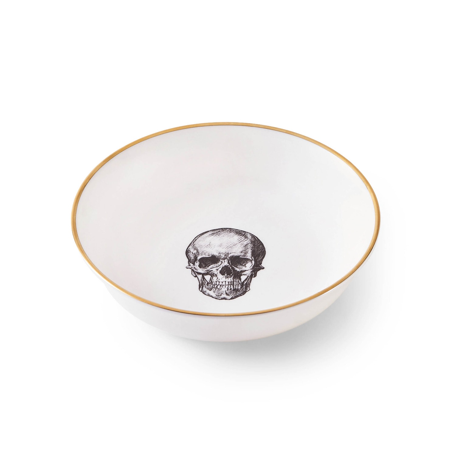 White / Gold Skull Bone China Soup/Cereal Bowl 17Cm Melody Rose London