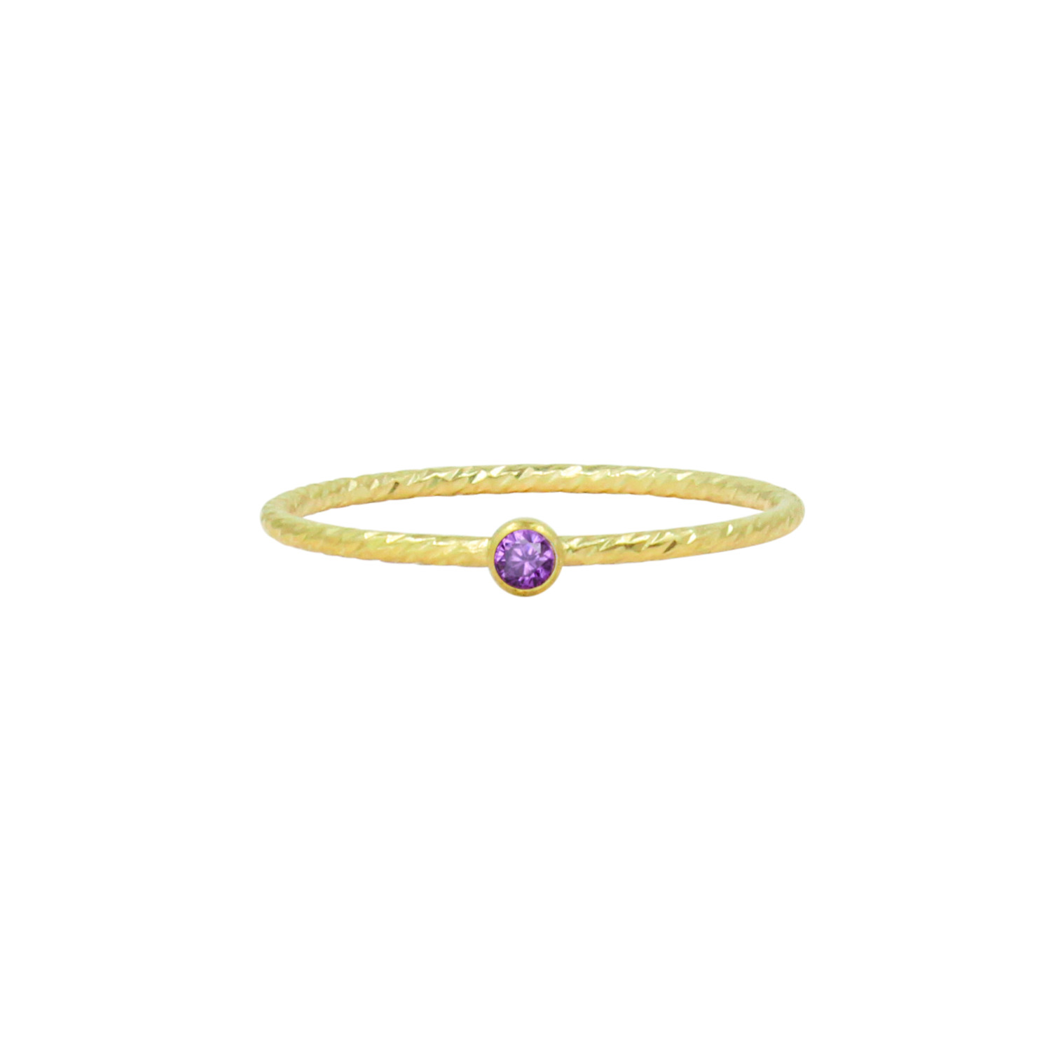 Women’s Gold Filled February Amethyst Birthstone Stacking Ring Lucky Eleven