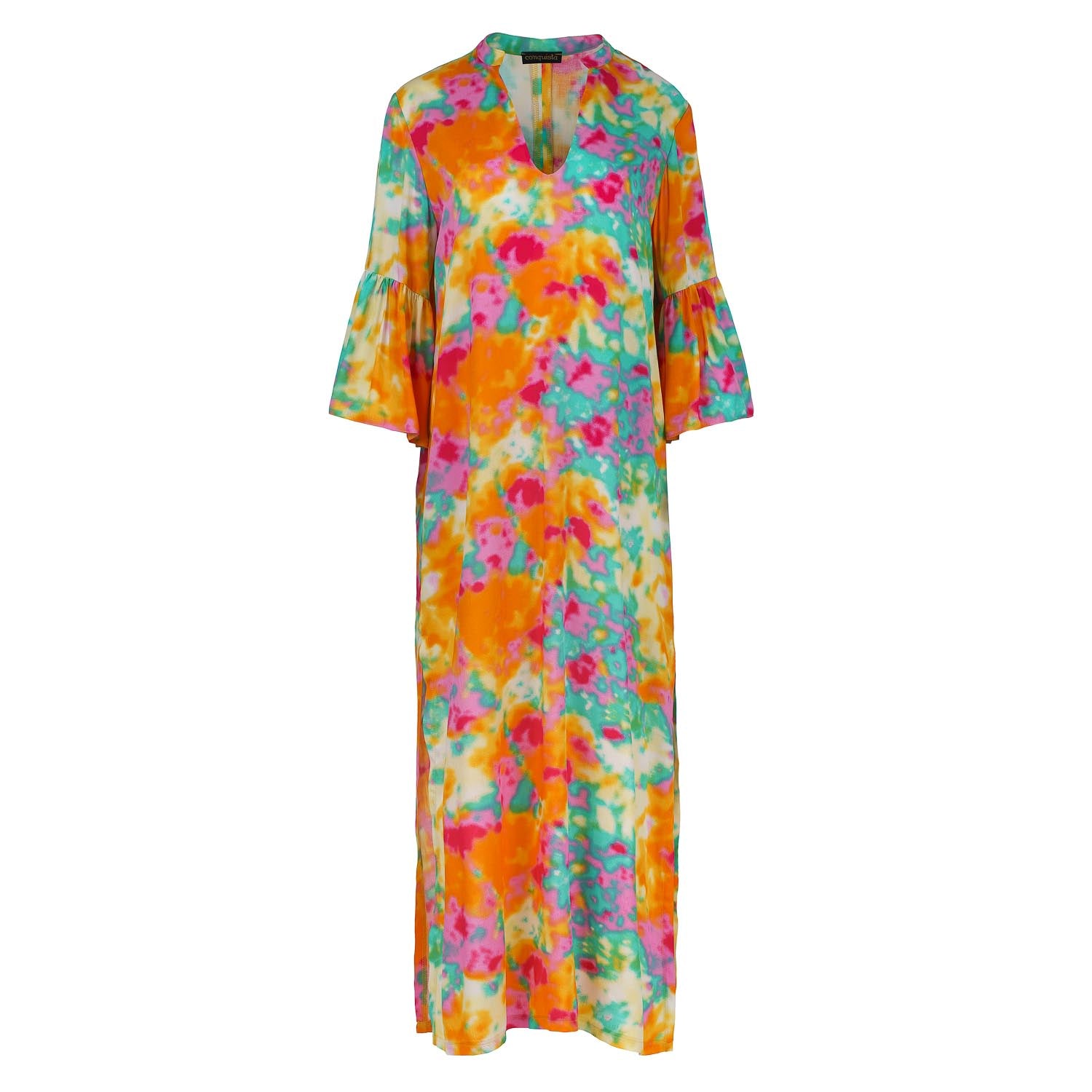 Women’s Abstract Floral Kaftan Style Dress L/Xl Conquista