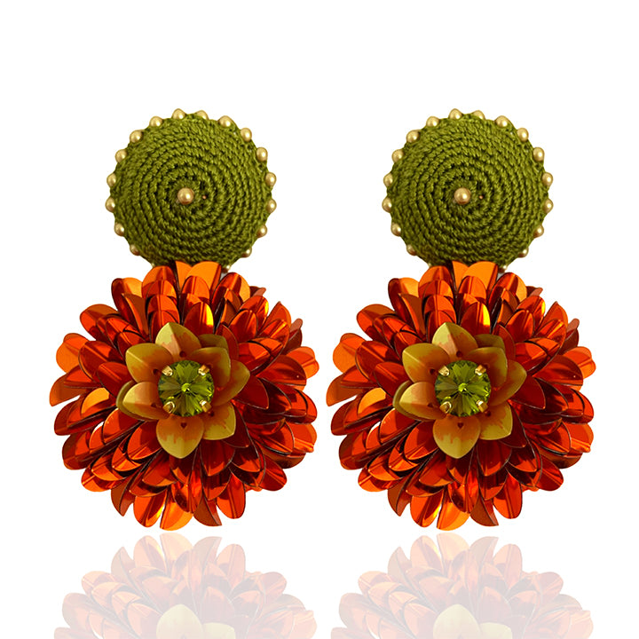 Women’s Yellow / Orange Dahlia Earrings Pinar Ozevlat