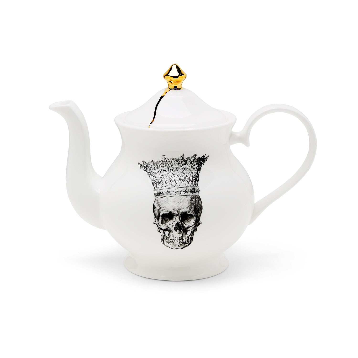 White Skull In Crown Teapot Melody Rose London
