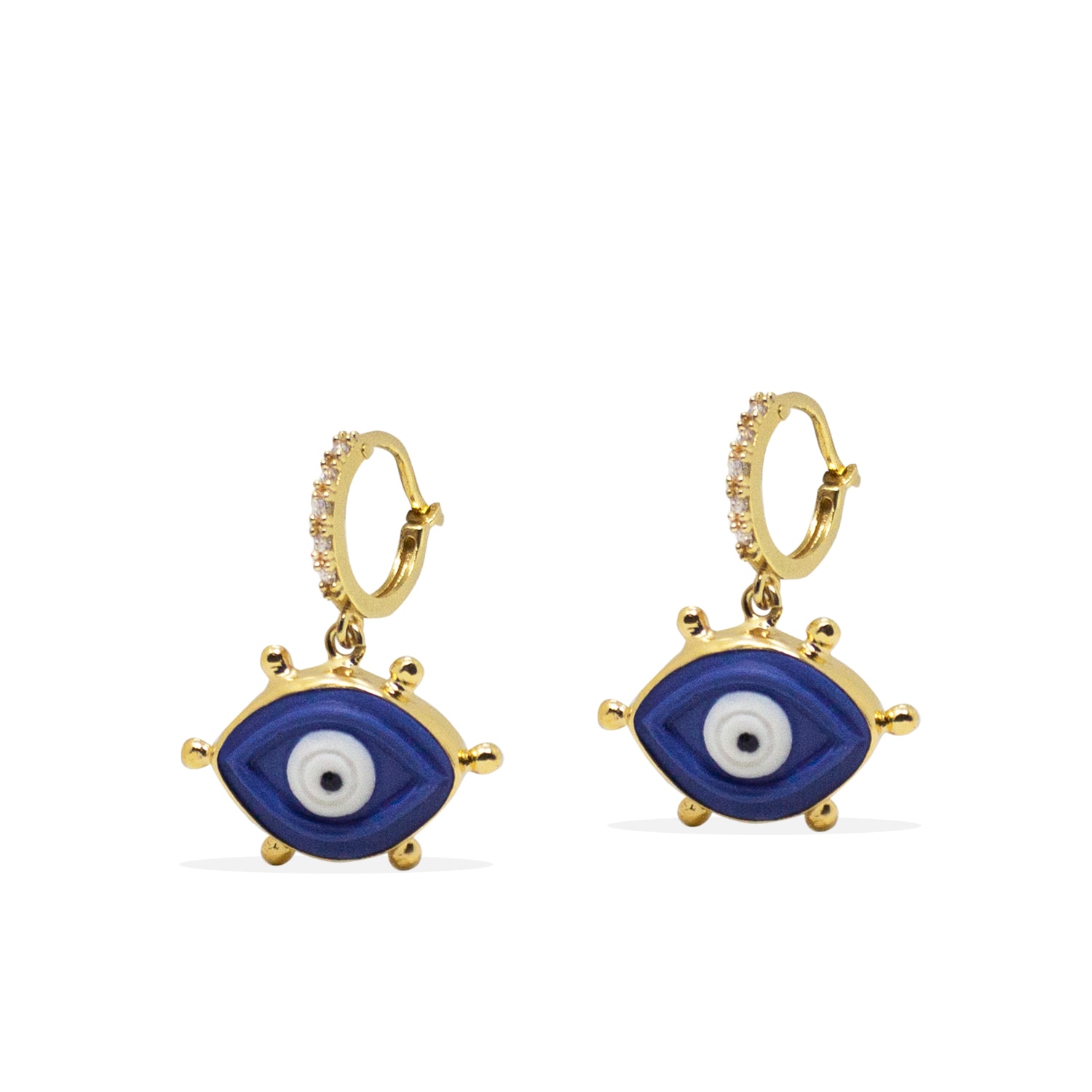 Women’s Blue / Gold Evil Eye Gold-Plated Hoop Earrings Vintouch Italy