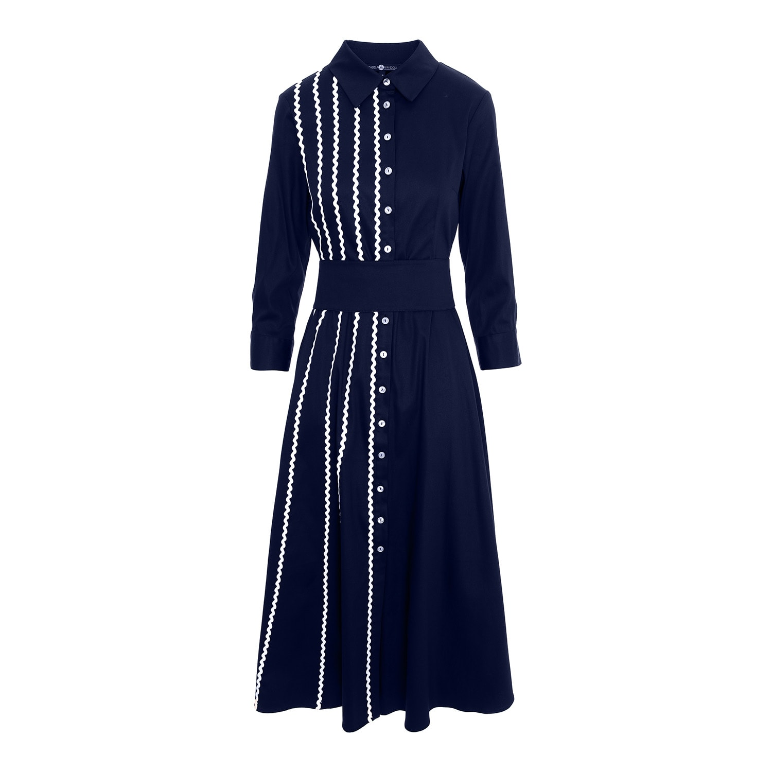 Women’s Midi Shirtdress In Navy Blue Color With Belt Small Izabela Mandoiu