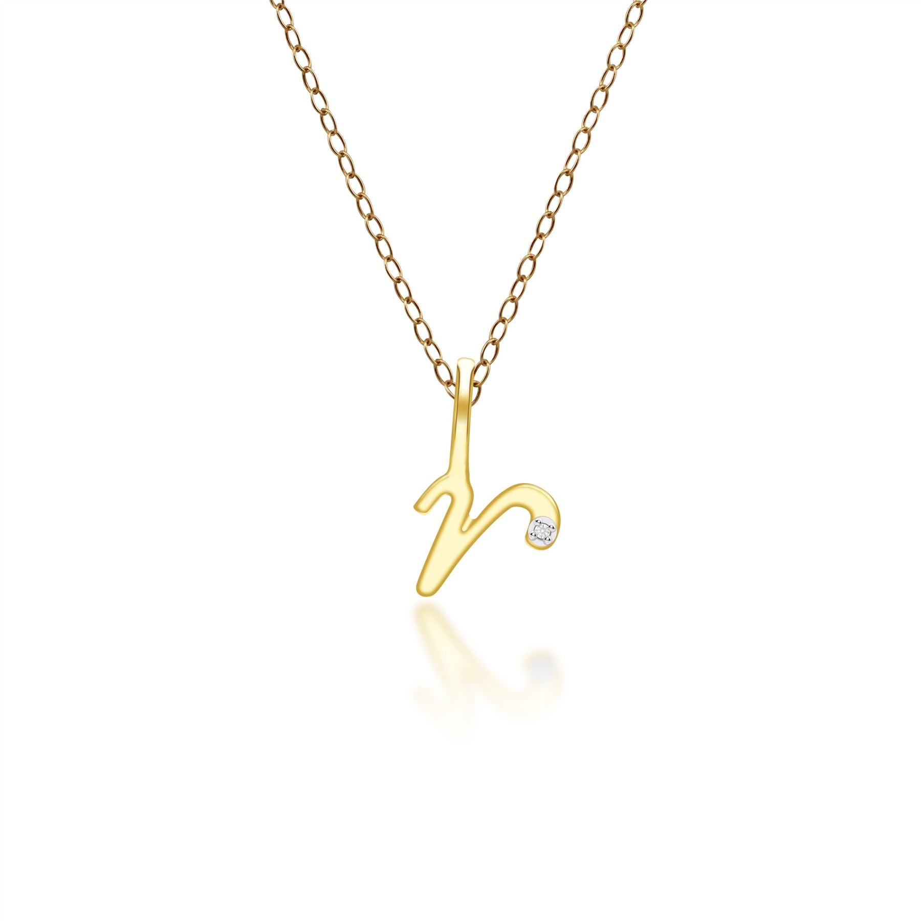 Women’s Alphabet Letter R Diamond Pendant In Yellow Gold Gemondo