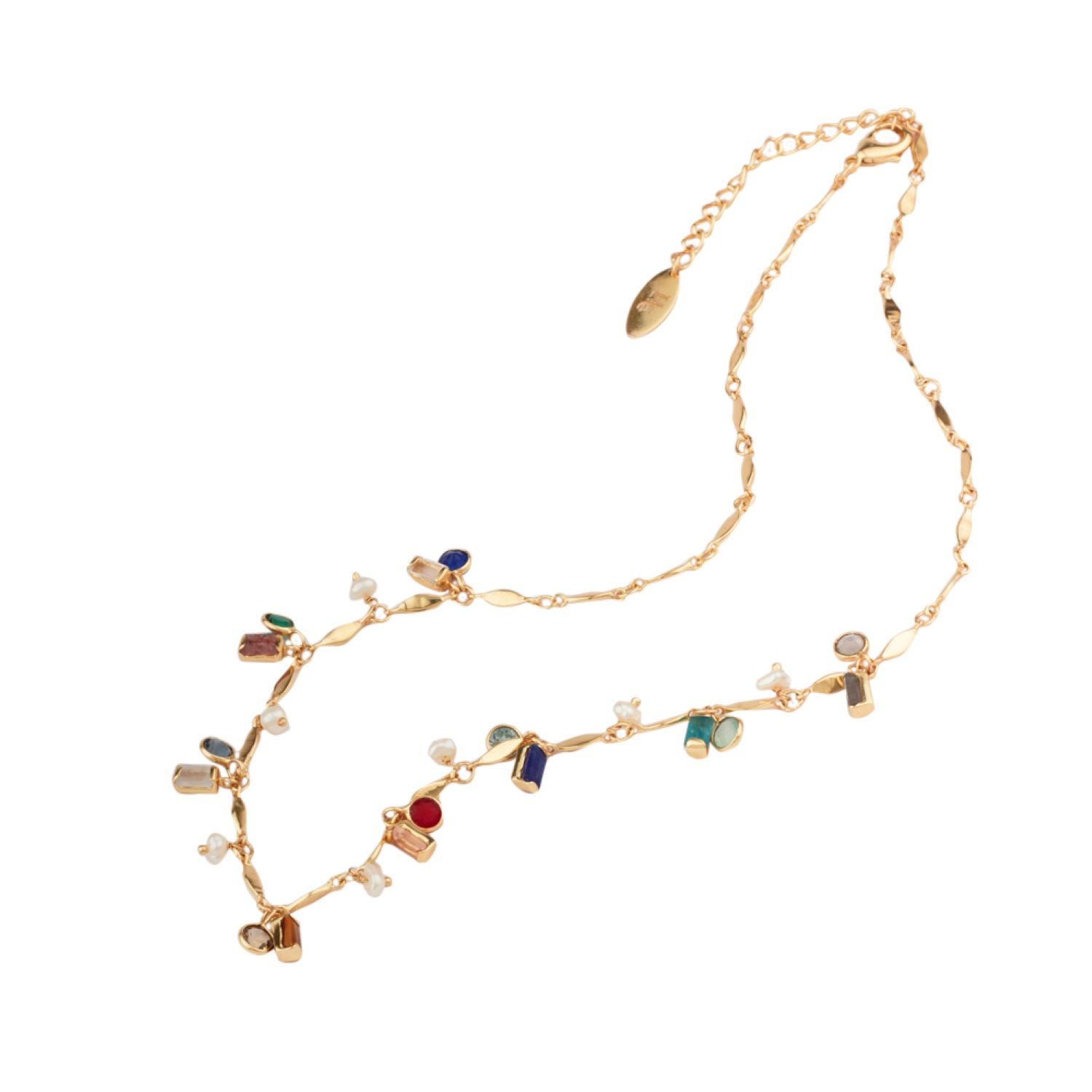 Women’s Ginette Necklace With Pendants Of Semi-Precious Stones And Pearls House of Elliott