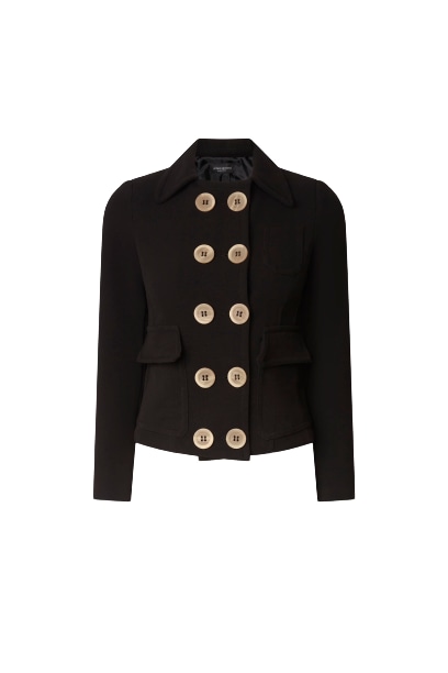 Women’s Black Double Breasted Jacket With Horn Buttons Extra Large James Lakeland