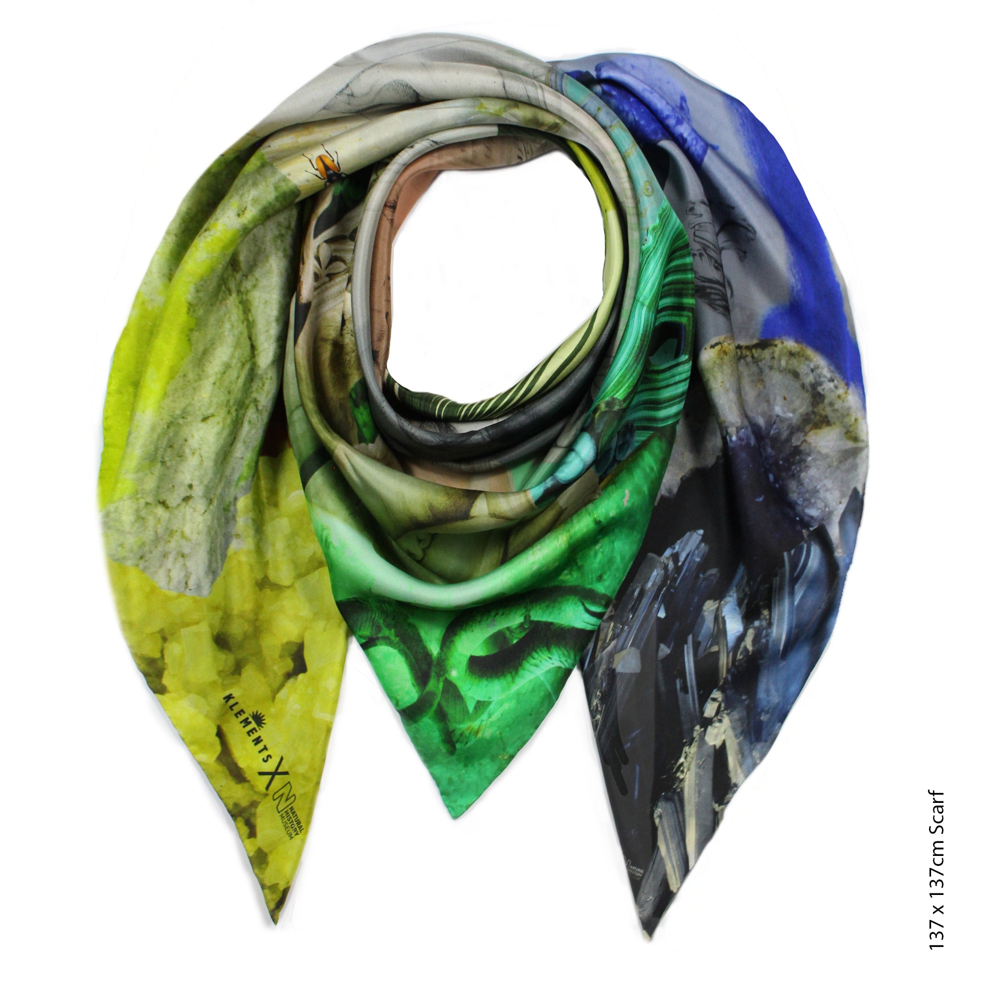 Women’s Natural History / Mineral Silk Scarf One Size Klements