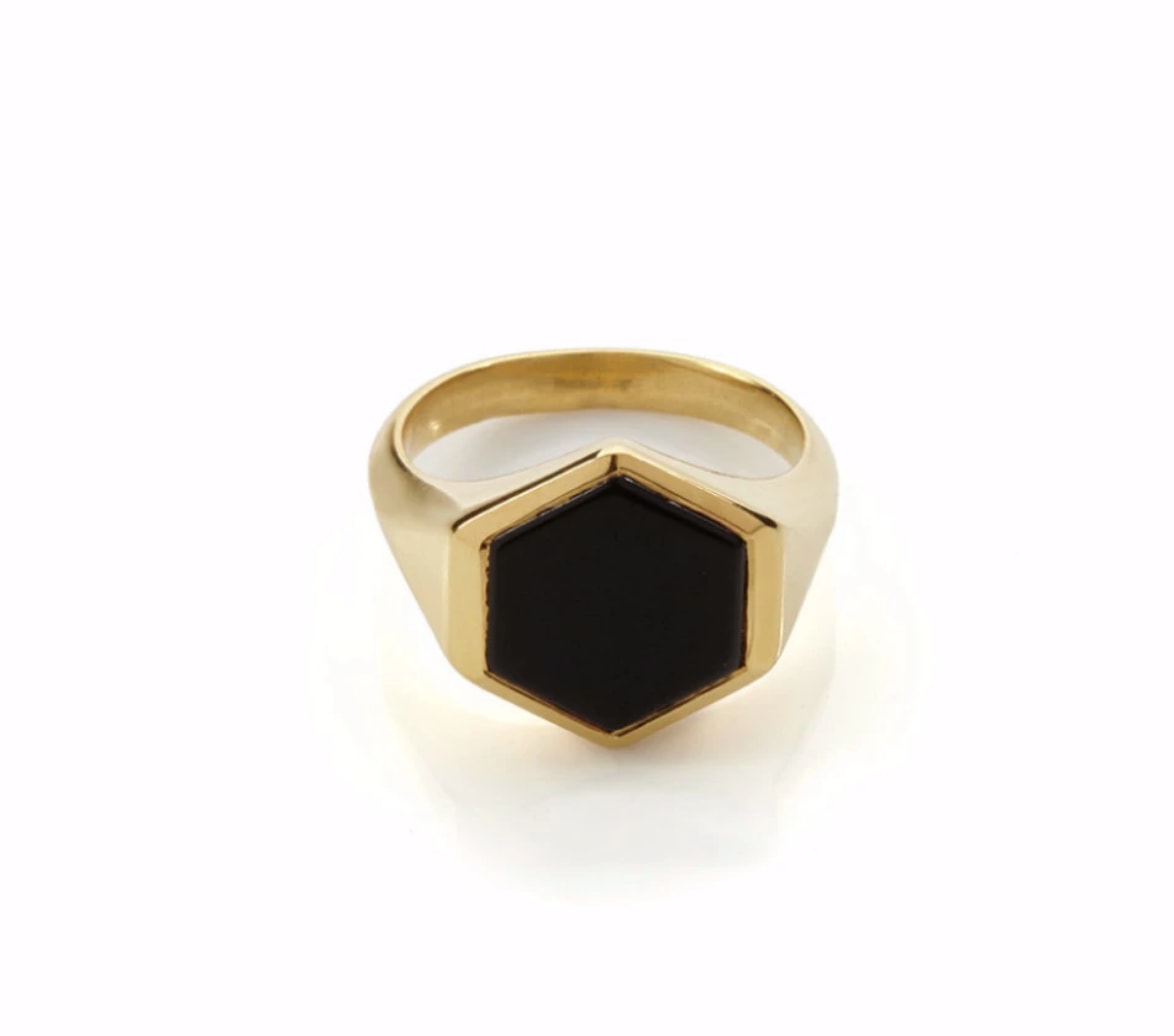 Women’s Gold / Black Varro Onyx Ring - Gold Rachel Entwistle Jewellery