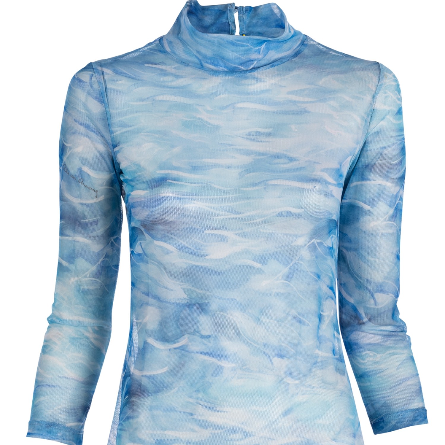 Women’s Blue Aia Mesh Turtleneck In Ocean Brush Extra Large Ala Von Auersperg