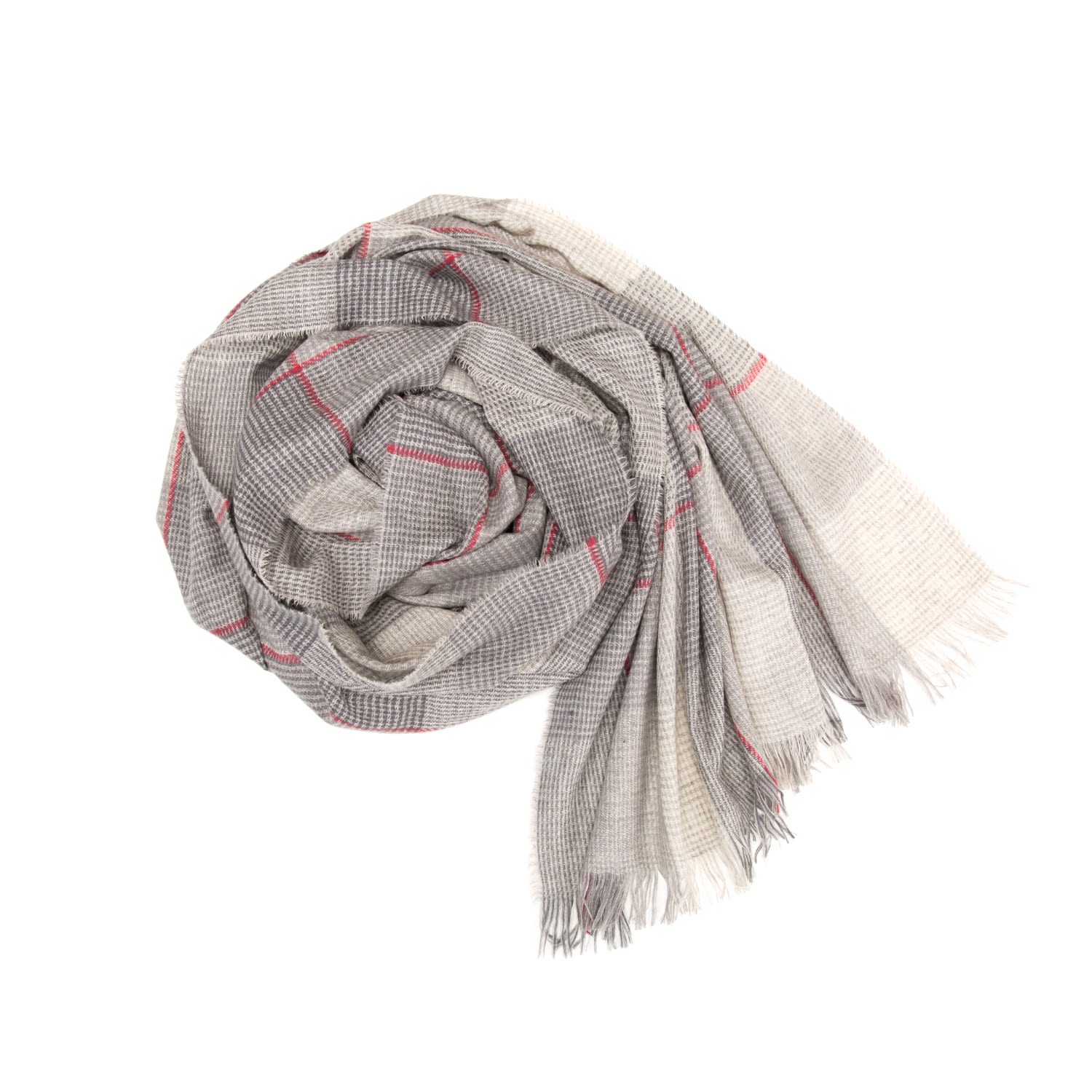 Women’s Grey / Red Talisker Shaded Grey Cashmere Scarf Kinalba