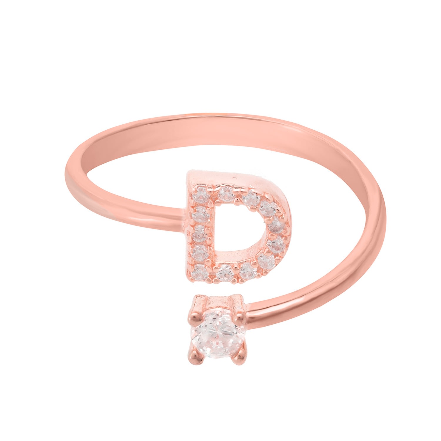 Women’s White / Rose Gold Initial Ring Rosegold D Latelita