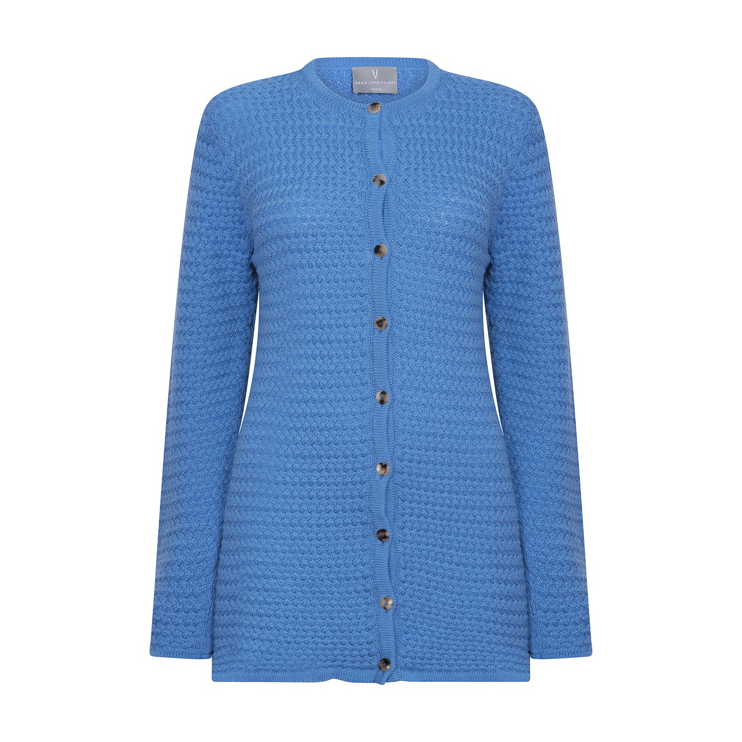 Women’s Blue Coza Cross-Stitch Long Jacket Small Emma Jane Knight