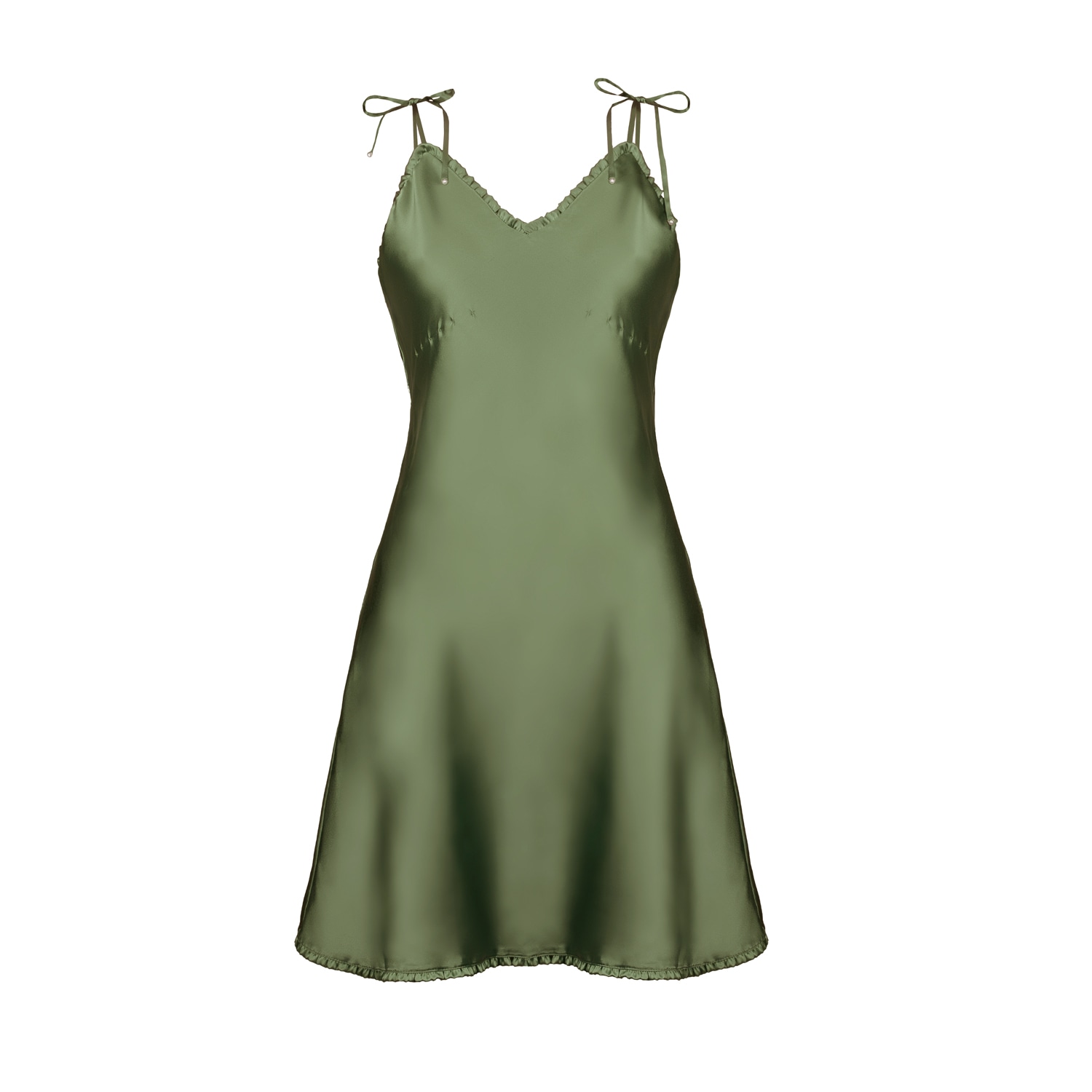 Women’s Giselle Silk Slip Dress, Color Green Olive L/Xl Sasha La Mer