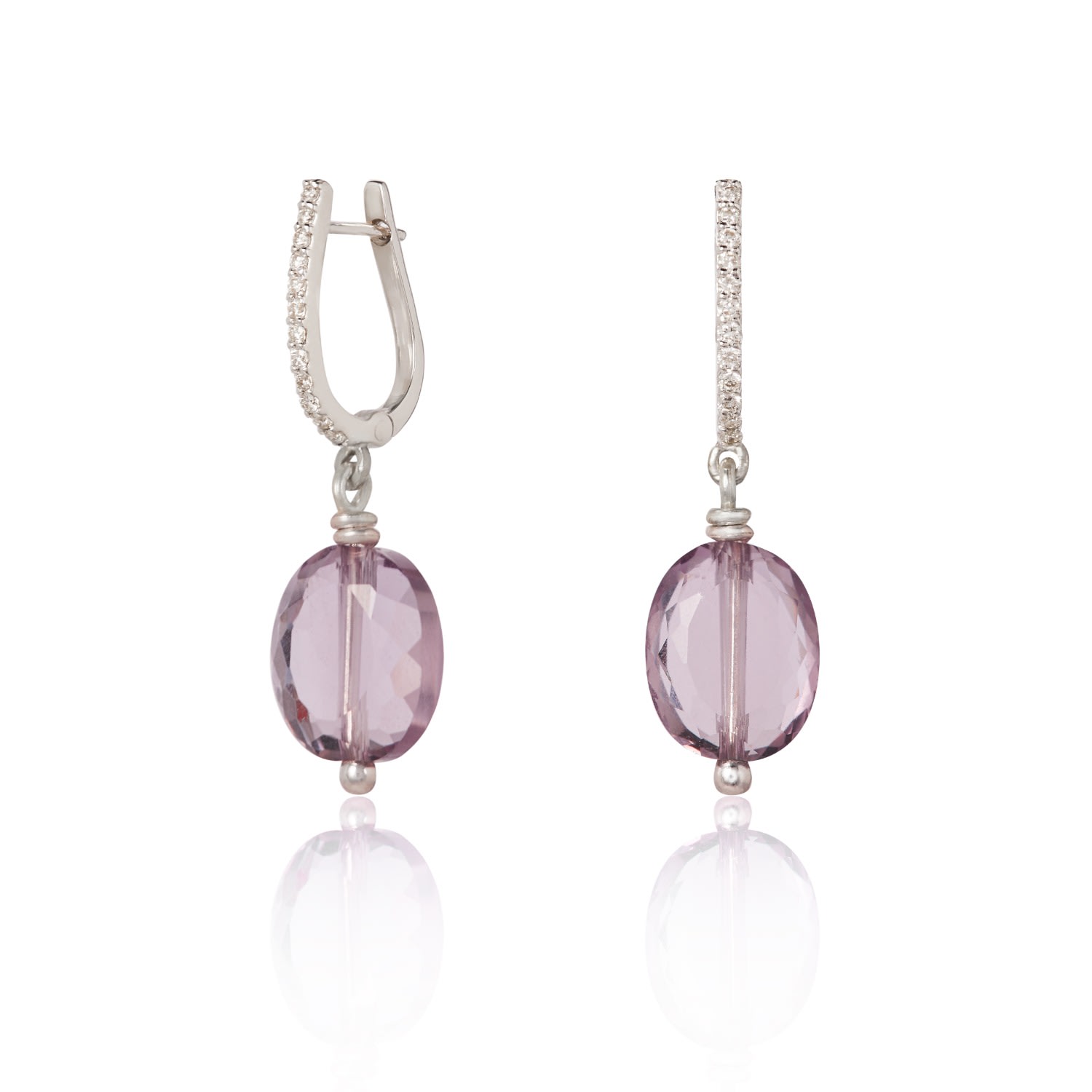 Women’s Pink / Purple / Silver Dazzling Diamond Amethyst Drop Earrings Kaizarin