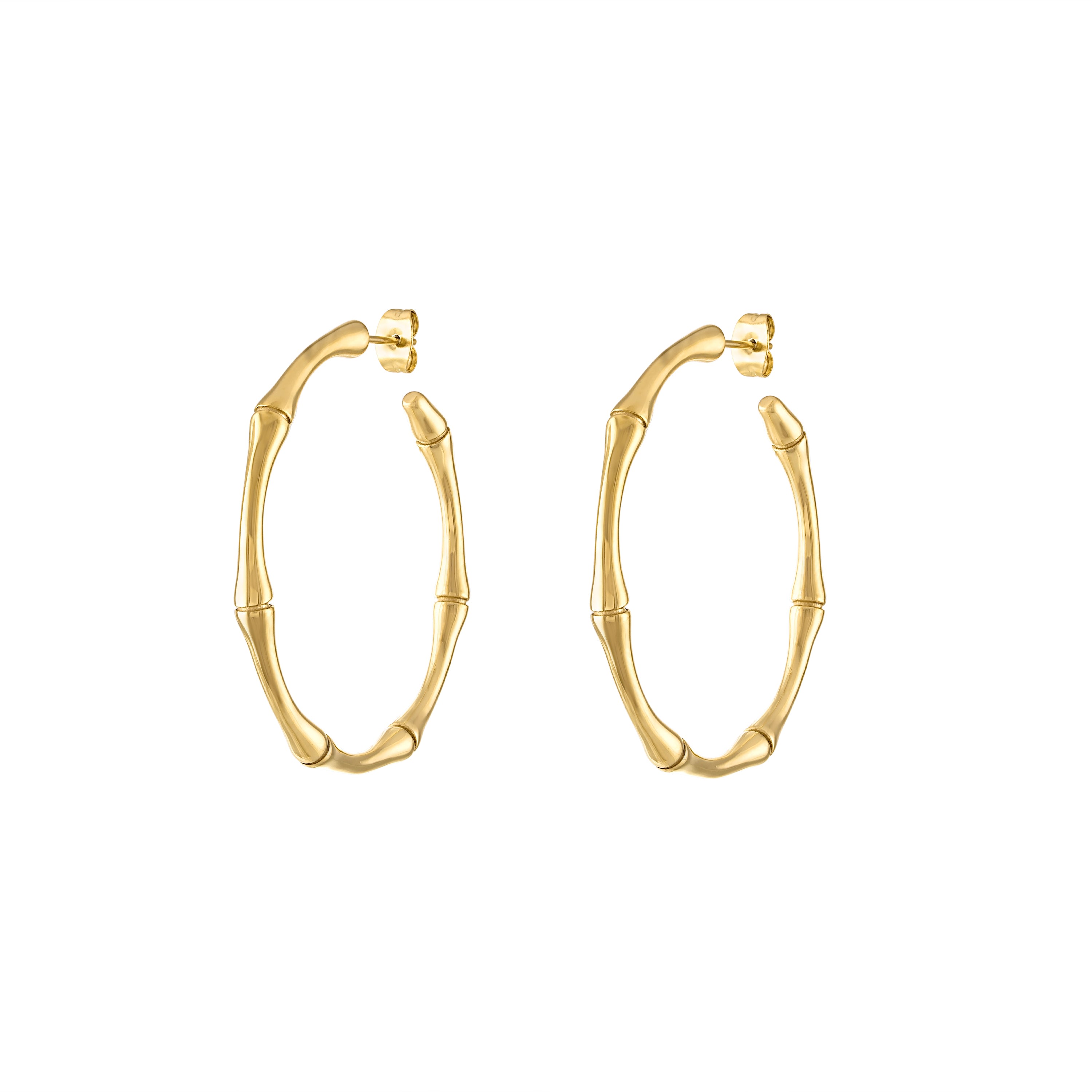 Women’s Gold Gianna Bamboo Hoop Earrings Olivia Le