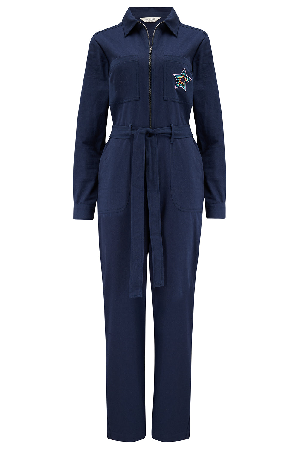 Women’s Anwen Boilersuit Navy, Rainbow Star - Blue Extra Small Sugarhill Brighton