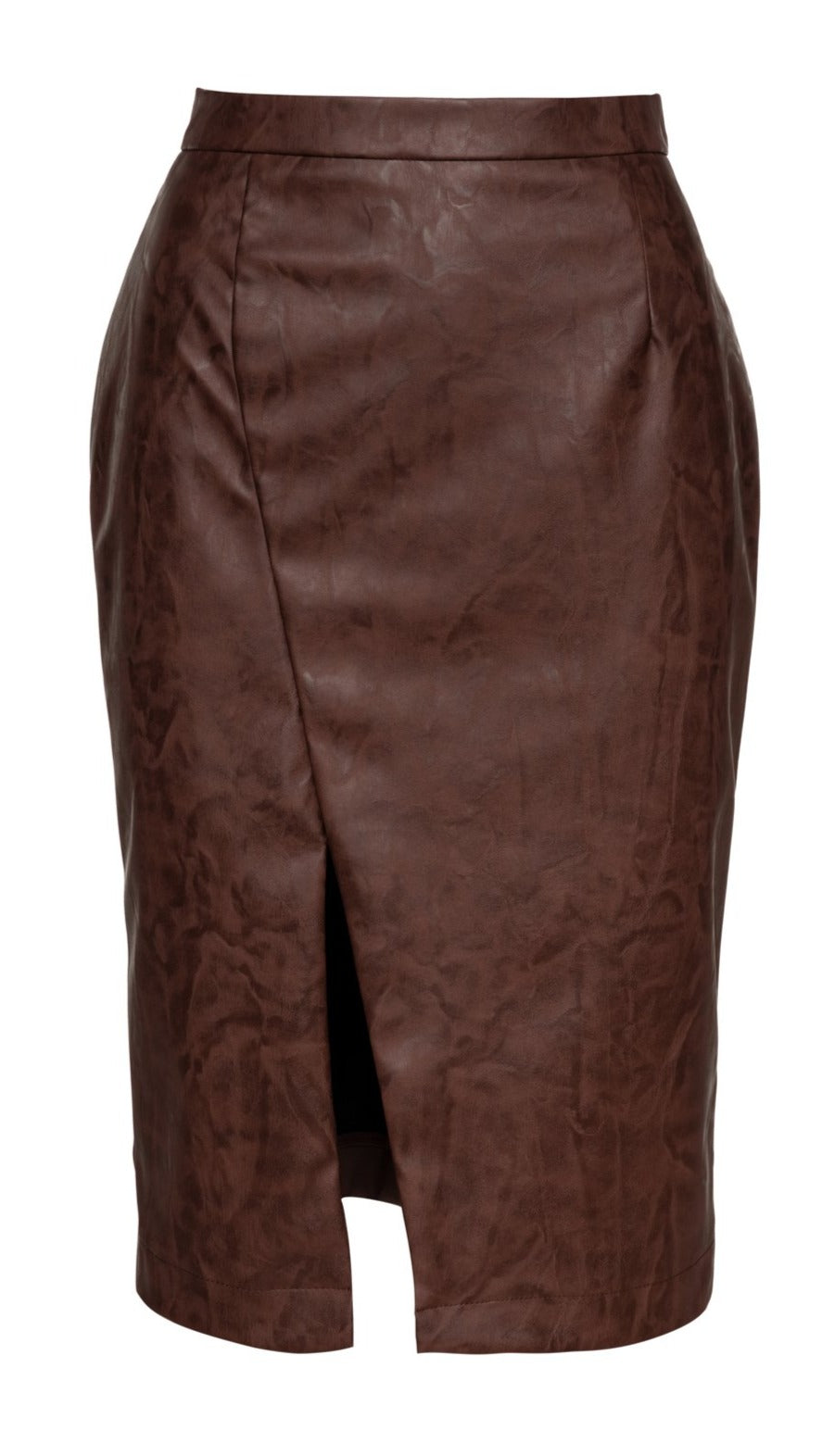 Women’s Chocolate Brown Faux Leather Pencil Skirt Extra Large Conquista