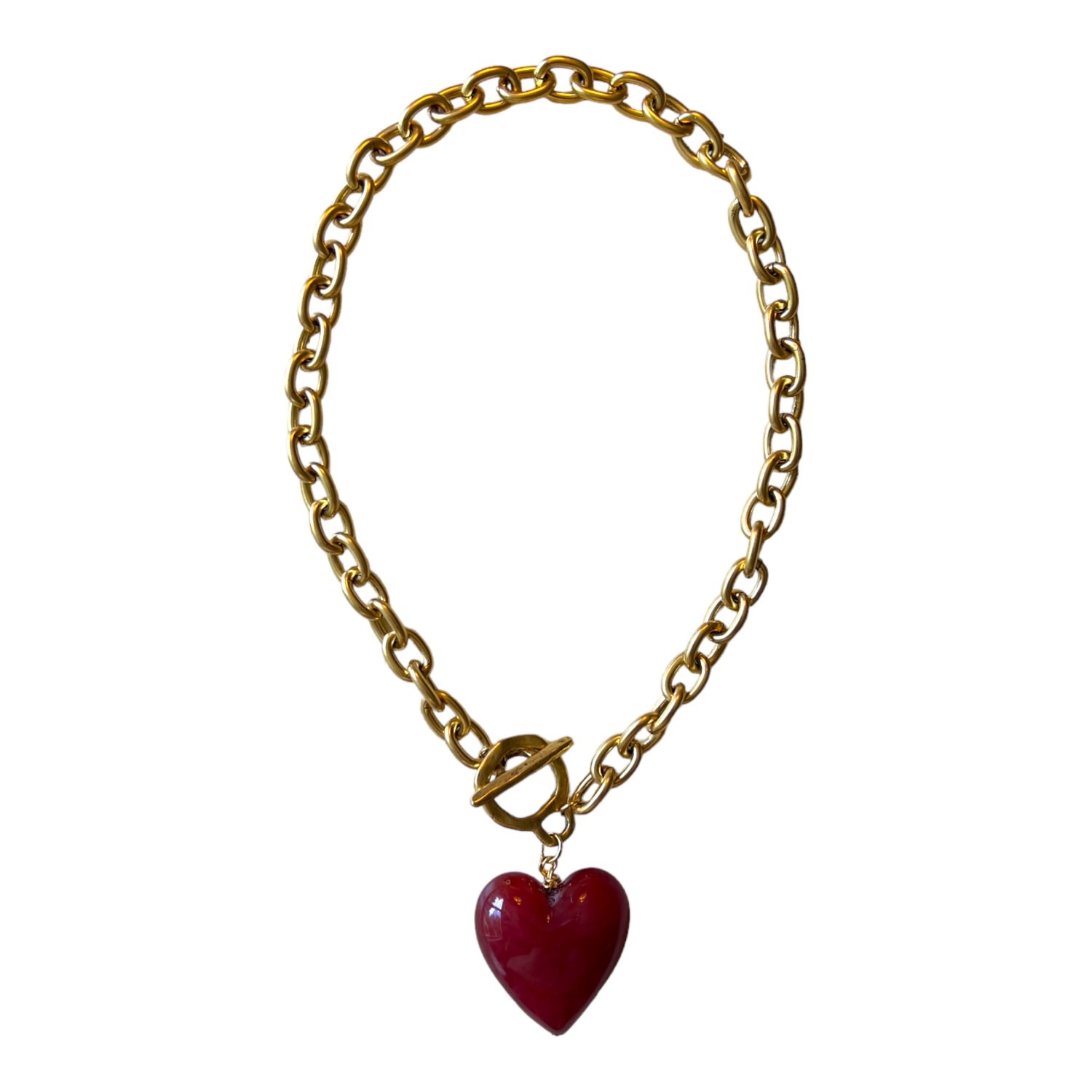 Women’s Gold / Red Amore Heart Necklace - Cuore Red Sccollection