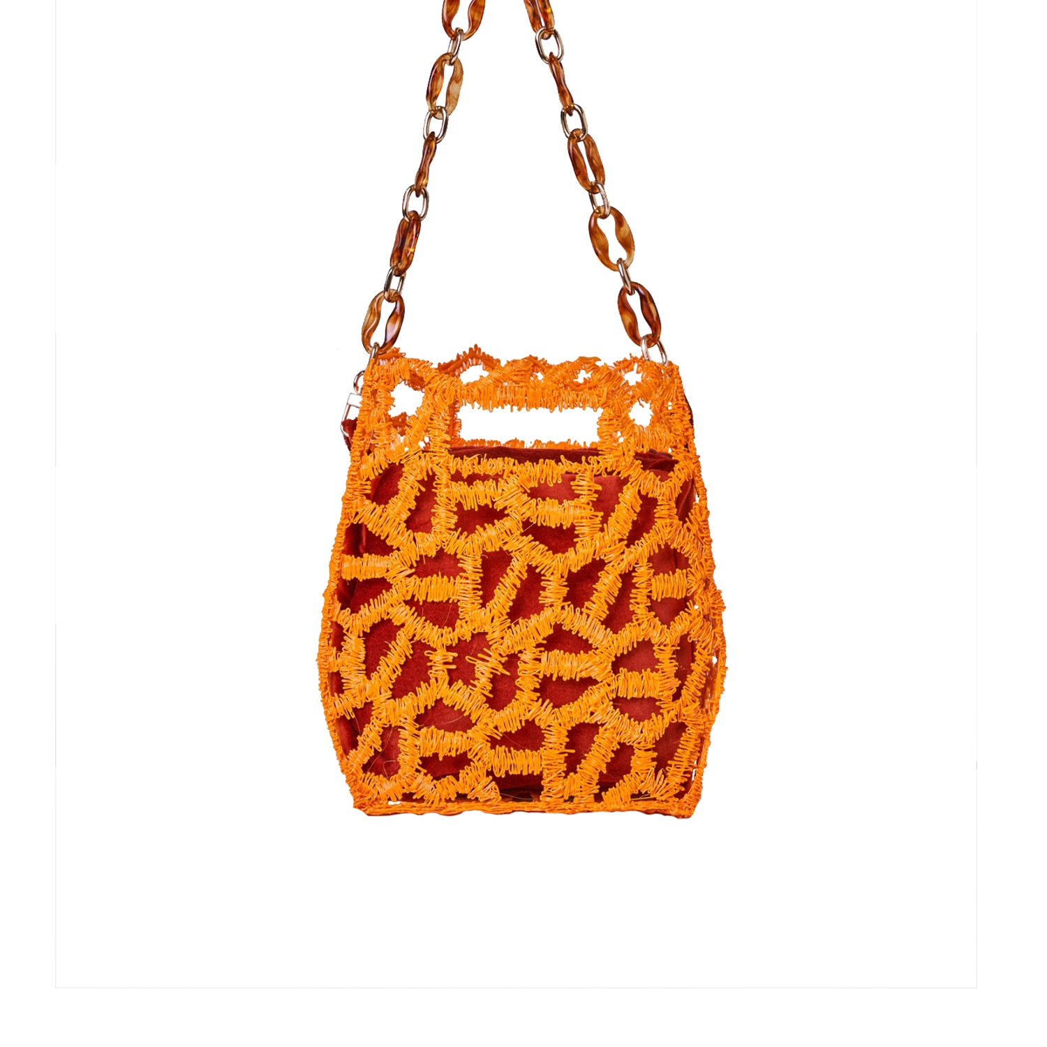 Women’s Brown / Yellow / Orange Bead Tube Bag- Orange & Brown Masum Karimi