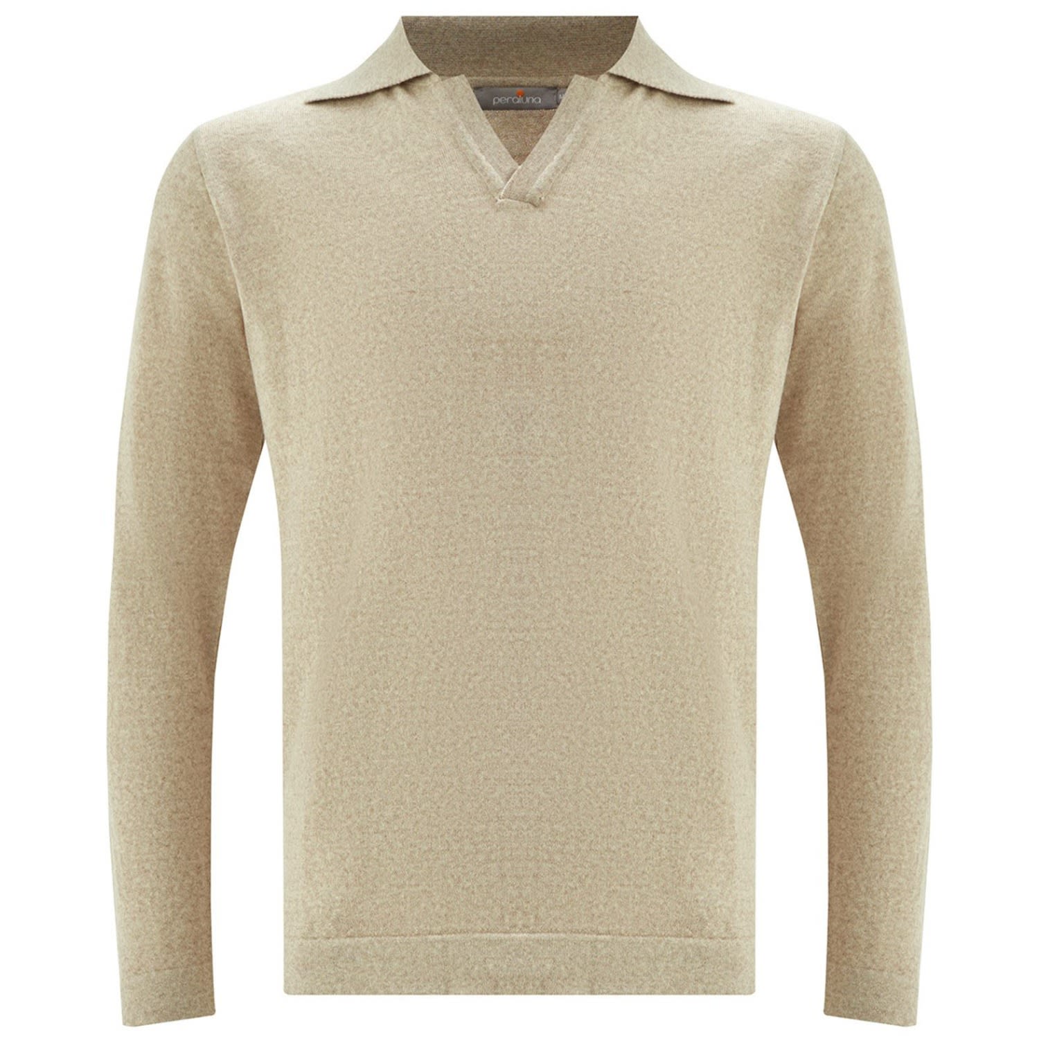 Neutrals Polo Neck Fine Knitwear Men’s Pullover - Beige Small Peraluna