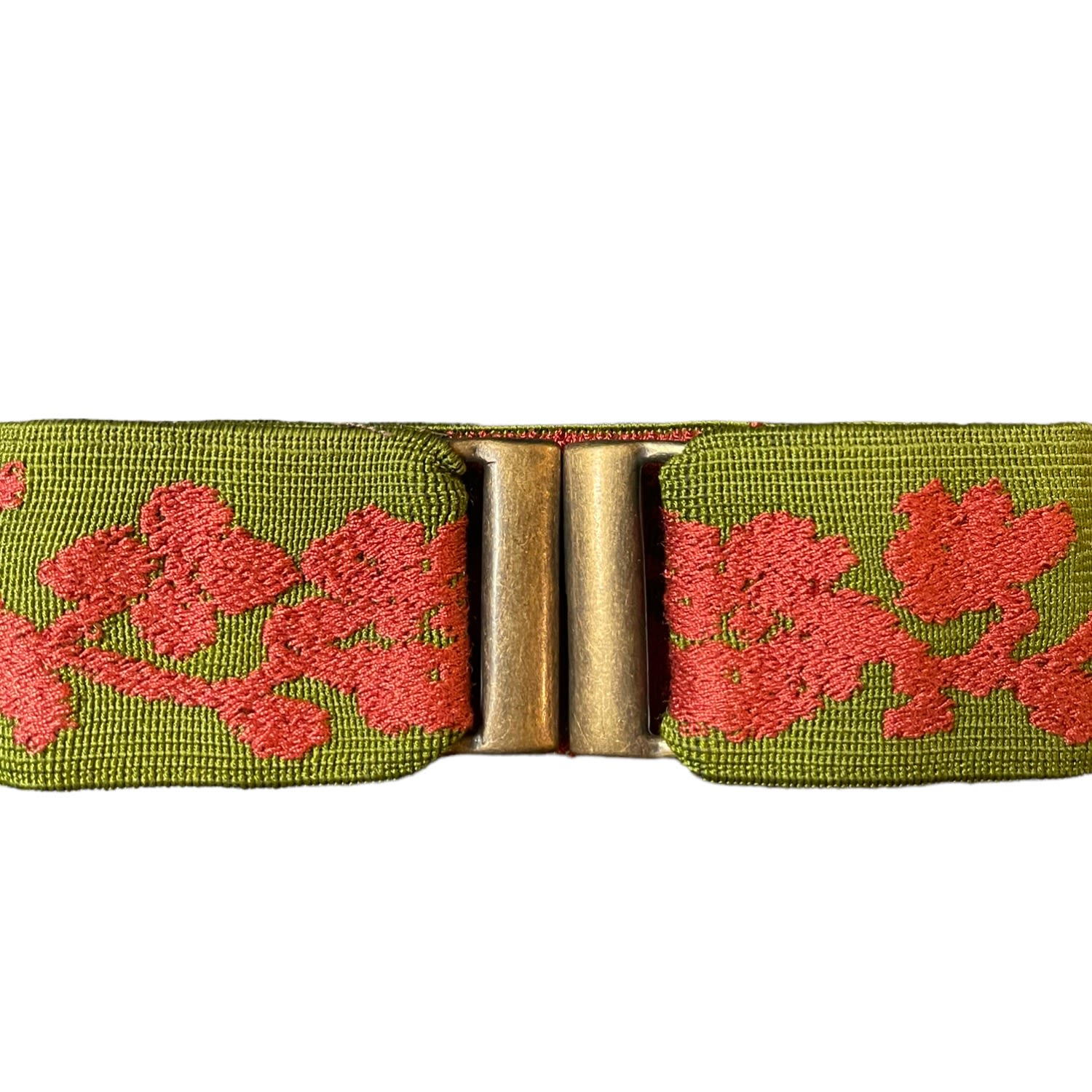 Women’s Red And Green Flowers Elastic Belt Extra Large Lara Moti