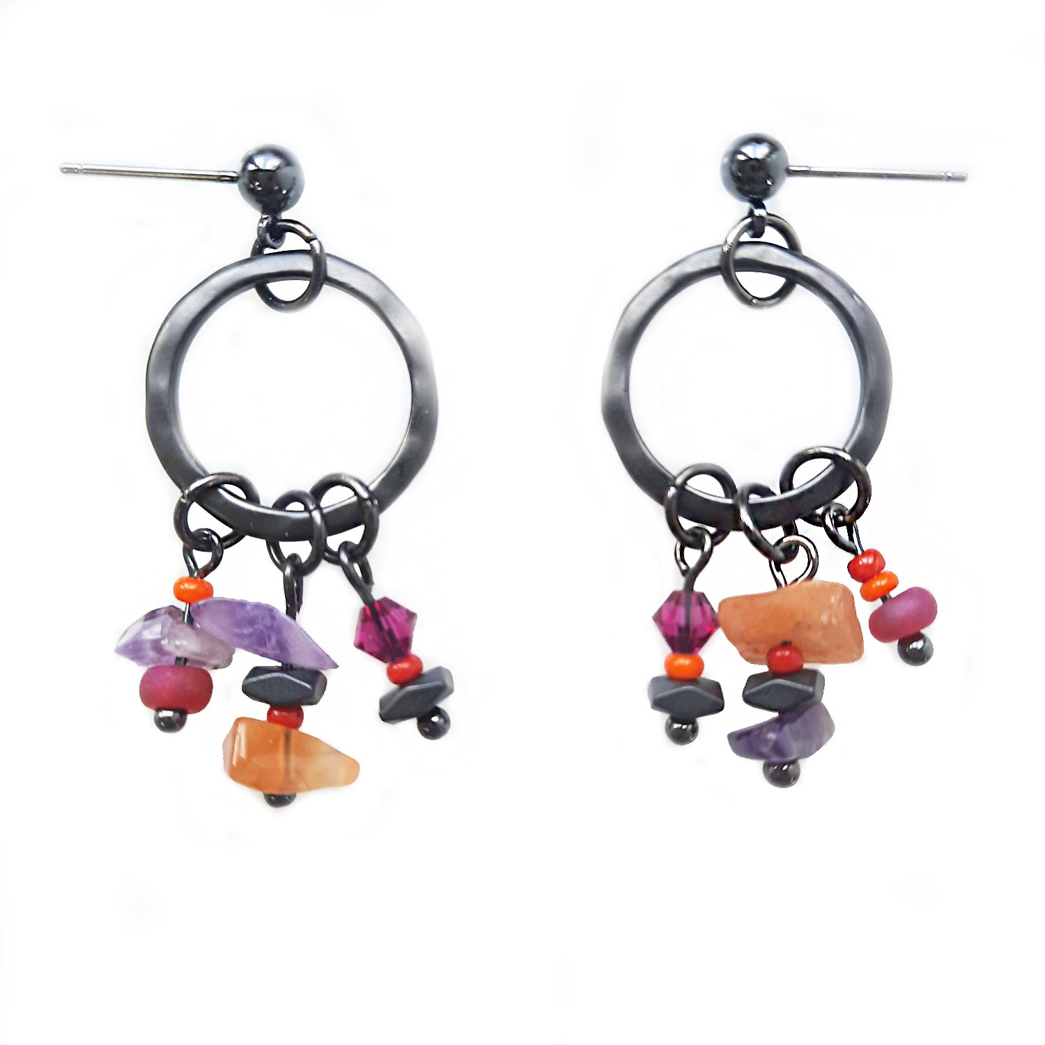 Women’s Grey / Red Limit-Ed Gunmetal & Carnelian Earring Nadia Minkoff