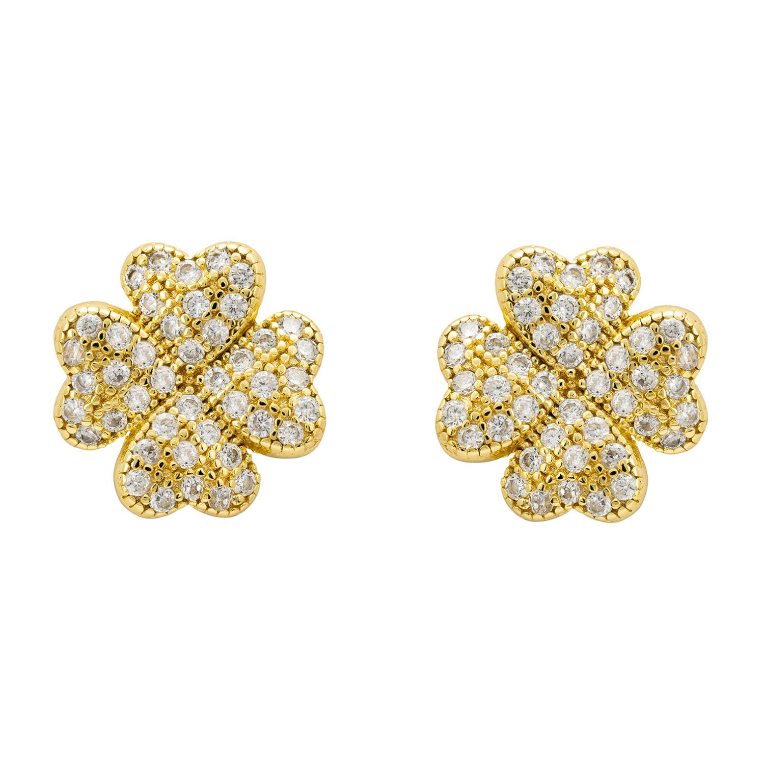 Women’s Gold / White Four Leaf Clover Stud Earrings Gold Latelita